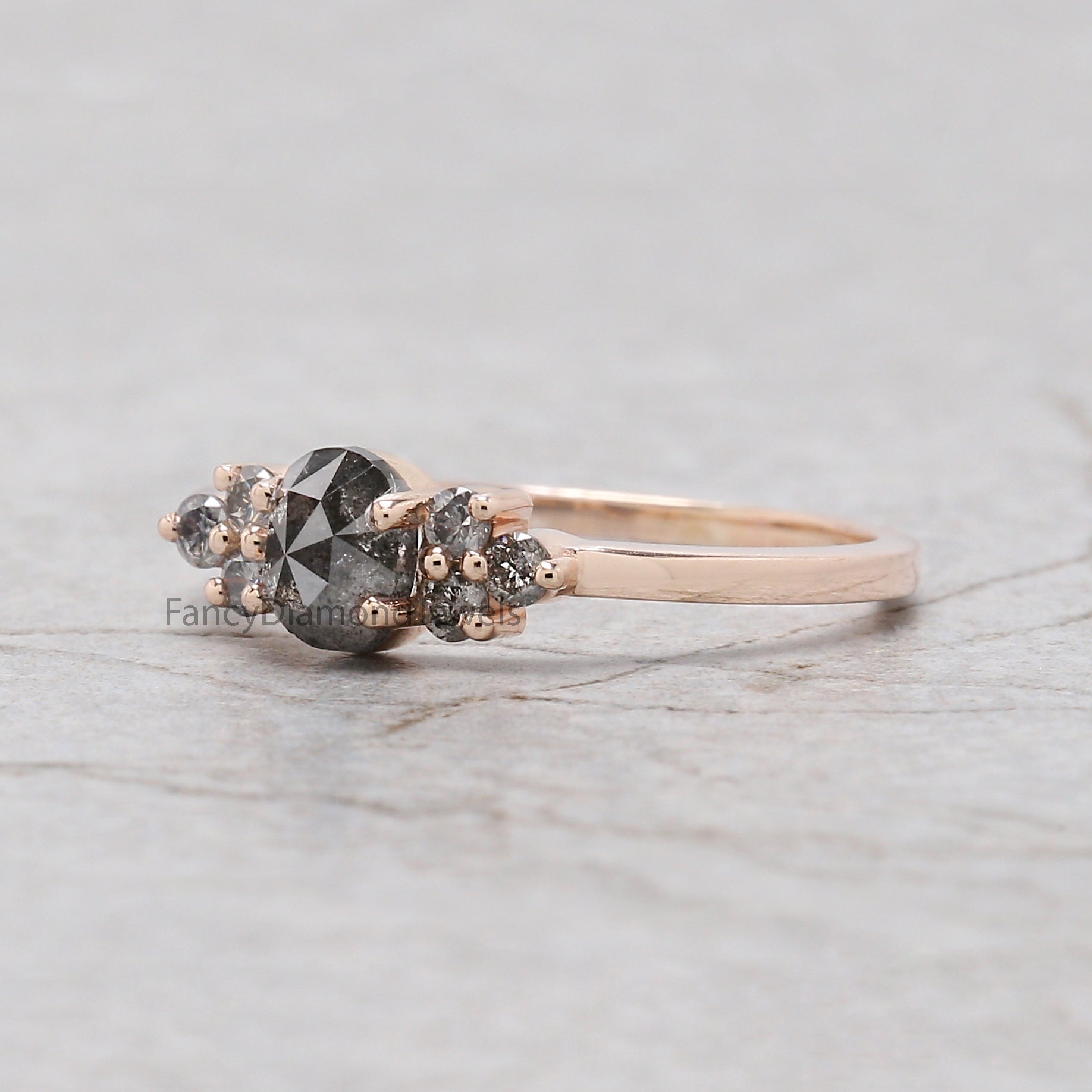 Oval Salt And Pepper Diamond Ring, Salt And Pepper Oval Diamond Engagement Ring, Solitaire Ring, Oval Cut Ring, Oval Shape Ring, KD1106