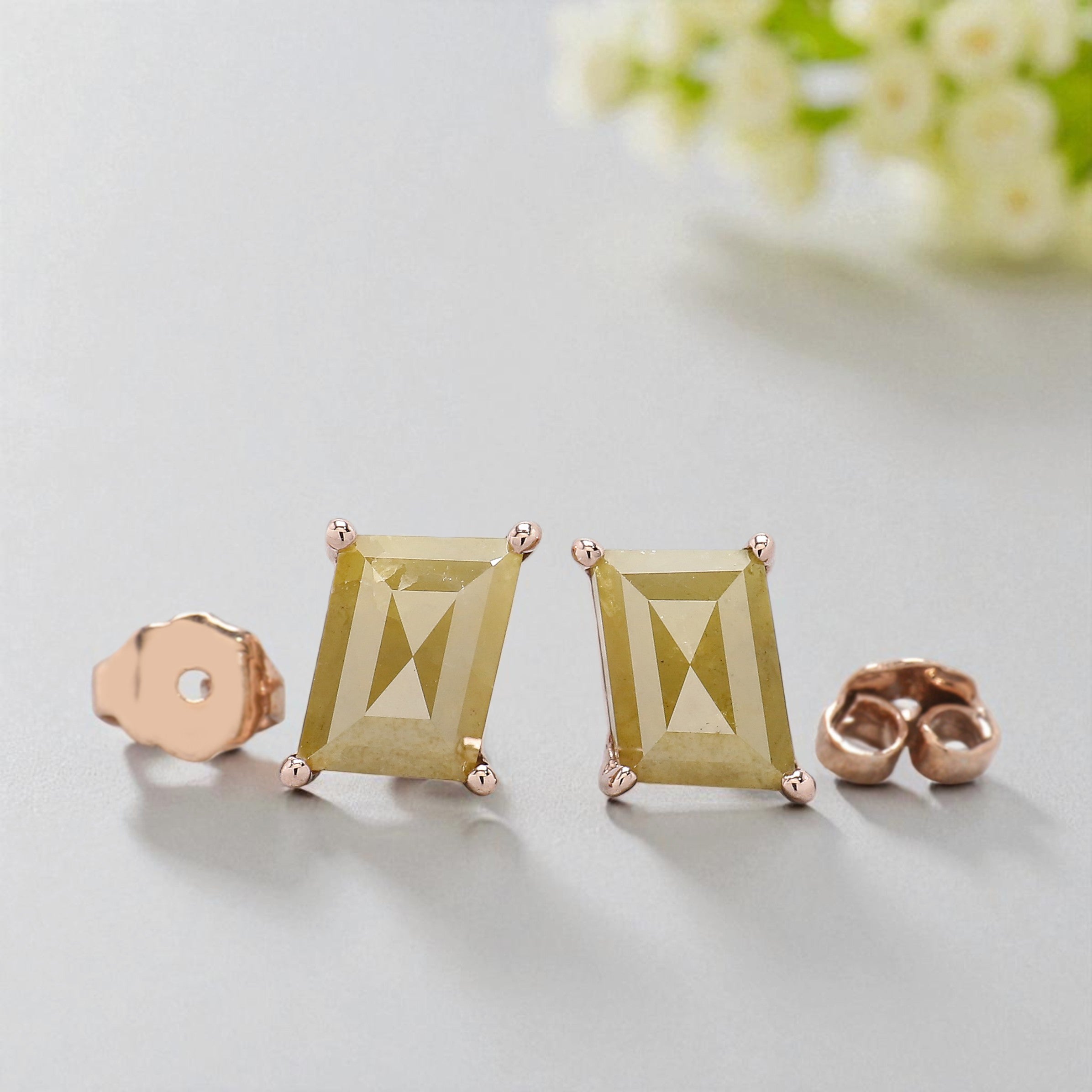 Antique Yellow Color Diamond Earring Engagement Wedding Gift Earring 14K Solid Rose White Yellow Gold Earring 2.62 CT KDL5011