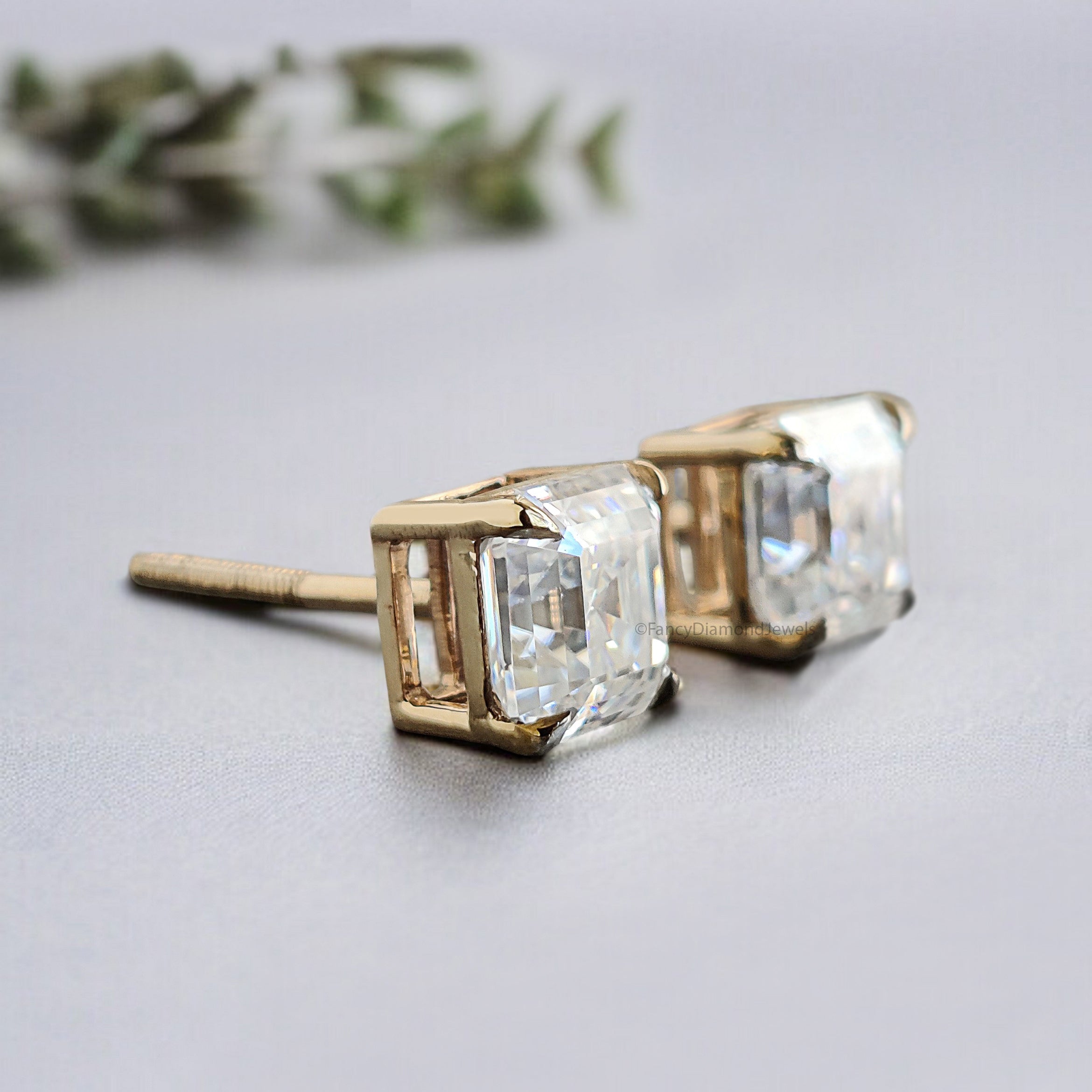 Asscher Cut Lab Grown Diamond Earrings Asscher Diamond Stud Earrings Screw Back Earrings Asscher Diamond Wedding Earrings Gift for Her FD479