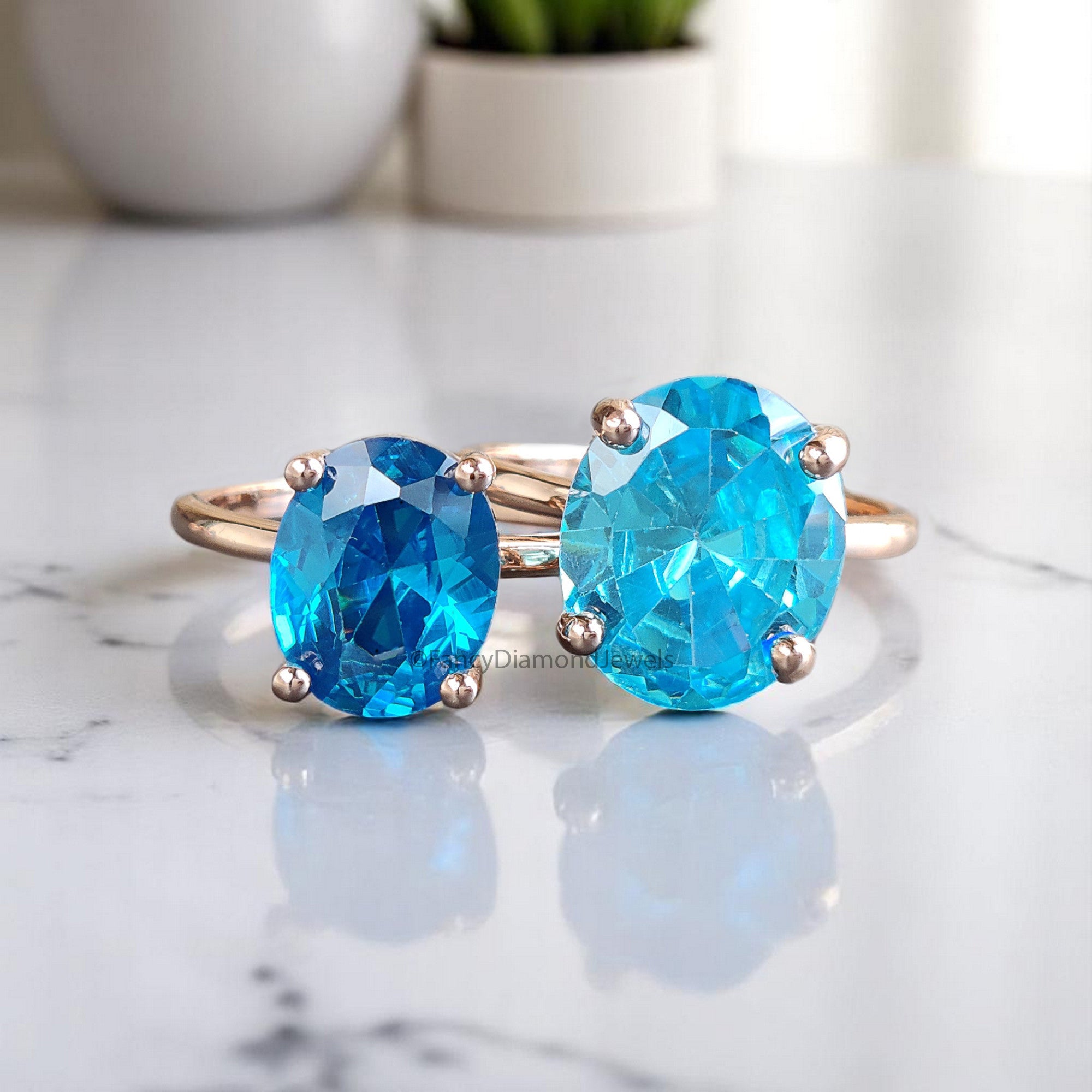 Oval Blue Aquamarine stone engagement ring 12mm 10mm 9mm 8mm 7mm  ring silver simulant Ring Solitaire ring Diamond ring Gift for her FD346