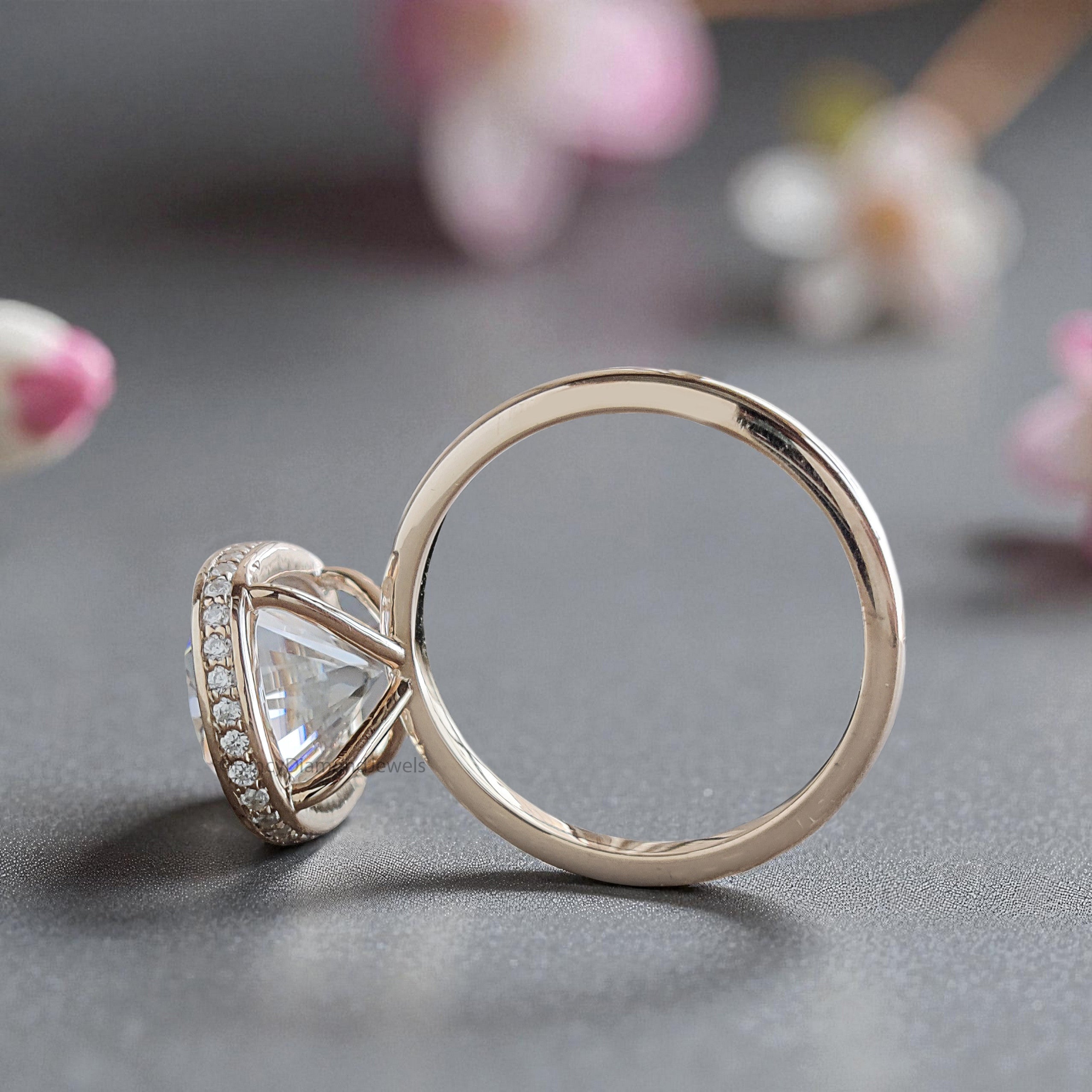 4.00 CT Cushion Shape Colorless Moissanite Ring Bezel Set With Hidden Halo Elongated Cushion Moissanite Ring Wedding Ring Gift For Her FD457