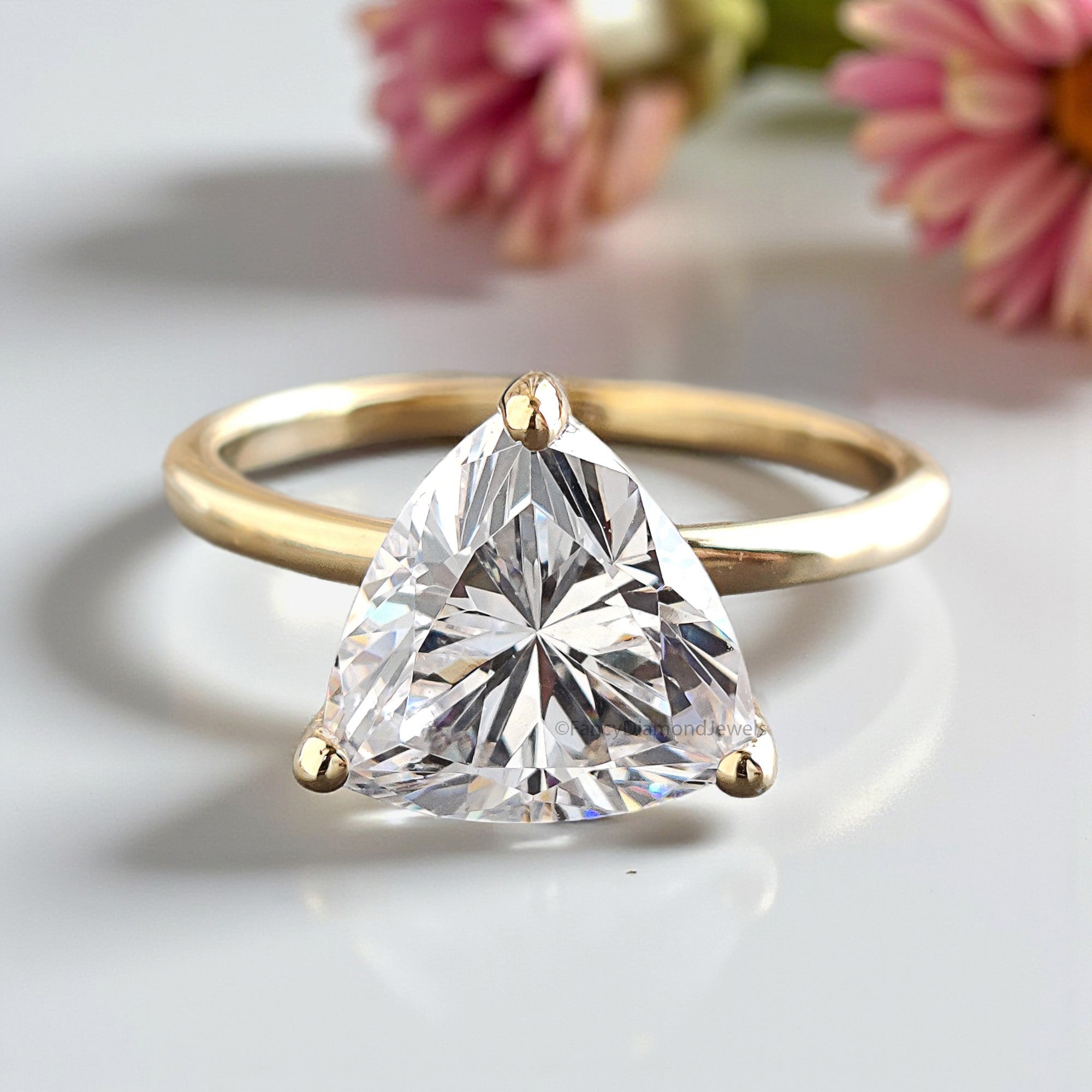 Trillion Cut Engagement ring 6mm 7mm 8mm 9mm 10mm Stone Ring Silver Promise Ring Triangle Shape Diamond Solitaire Ring Gift For Her FD439