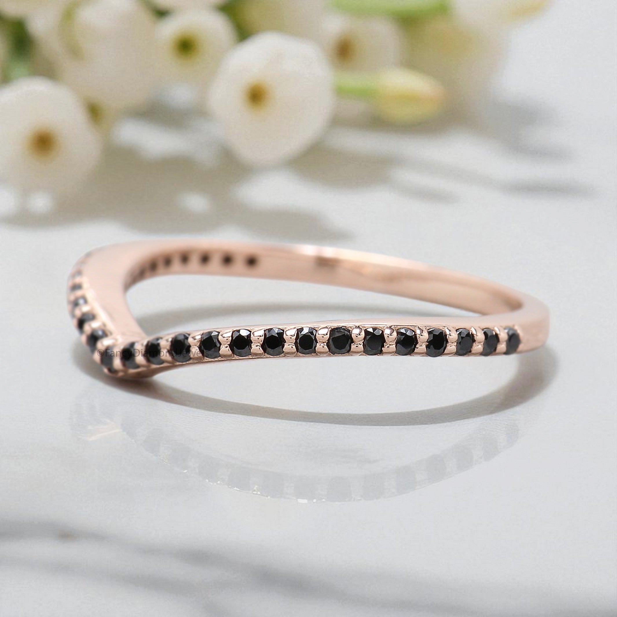 0.20 CT Natural Black Color Diamond Wedding Band Silver/10K/14K/18K Half Eternity Minimalist stacking dainty matching anniversary Ring KD831