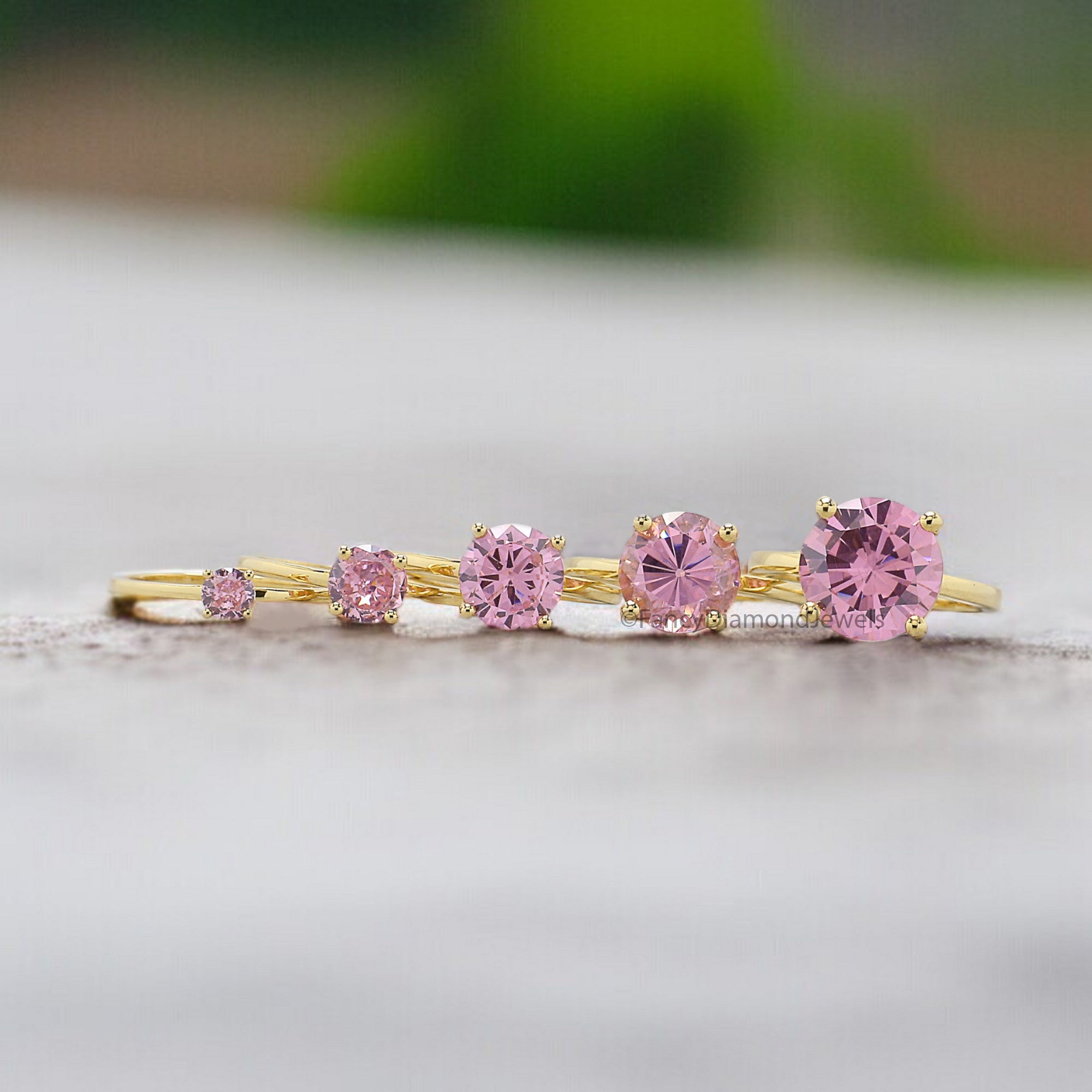Round Pink Tourmaline engagement ring 11mm 9mm 8mm 6mm 4mm stone ring Simulant Solitaire ring Diamond ring Silver ring Gift for her FD338