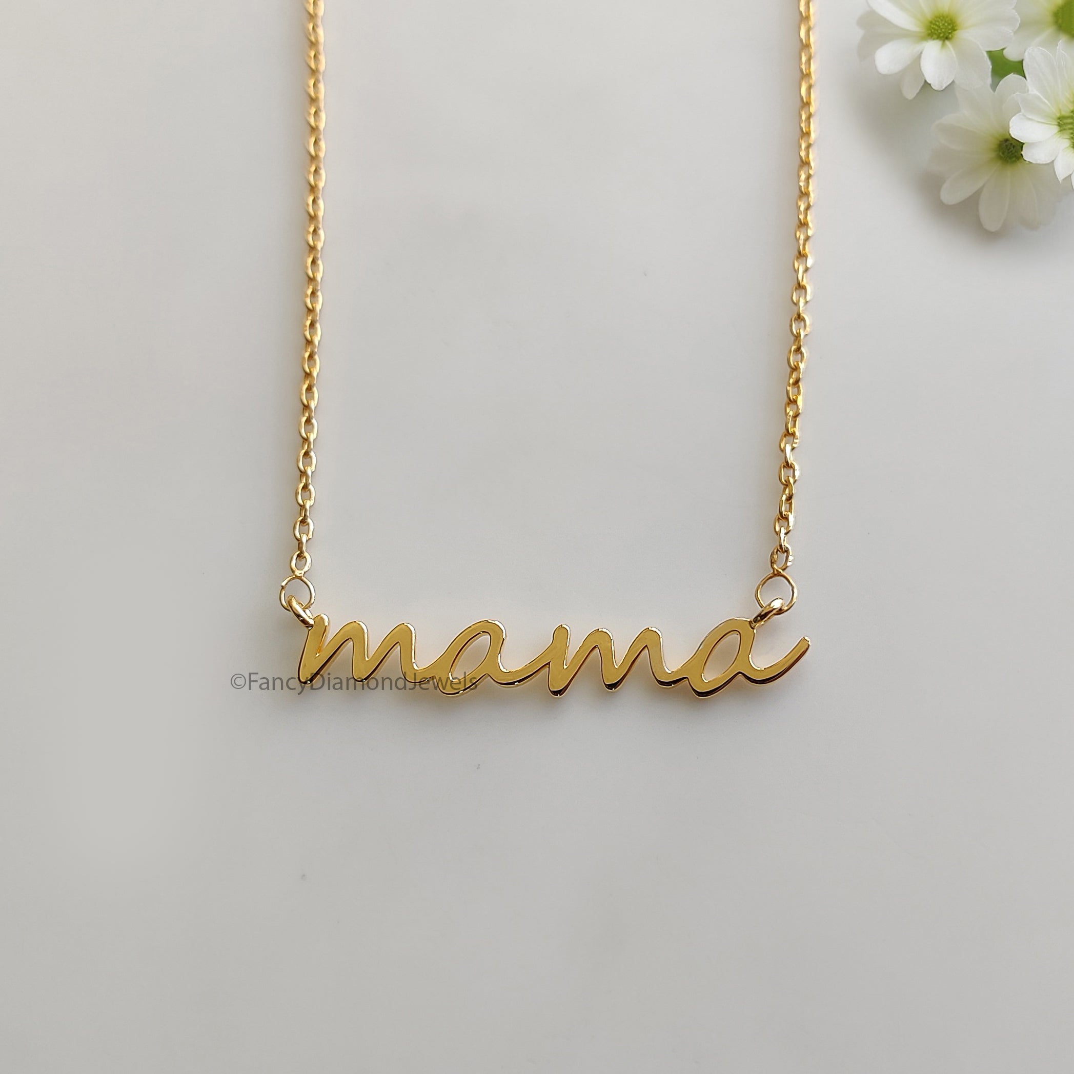 Mom Gift jewelry Tiny Mama Necklace Yellow Silver handmade jewelry Mothers Necklace Perfect Gifts for Mom Necklace With Chain FD538