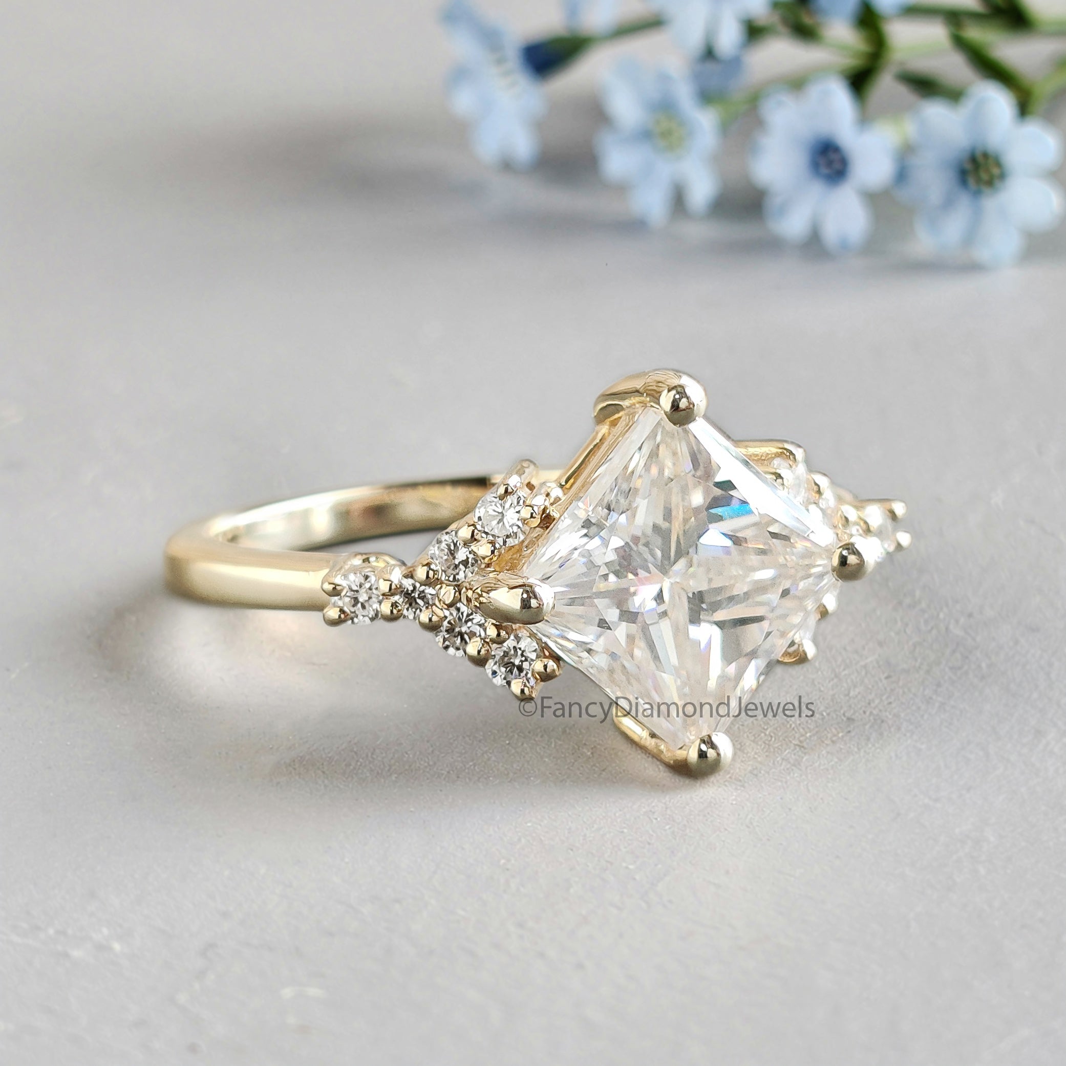 1.70 CT Princess Cut Lab Grown Diamond Engagement Ring Princess Diamond  With Prong Setting Ring Wedding Ring Princess Ring for Her FD468