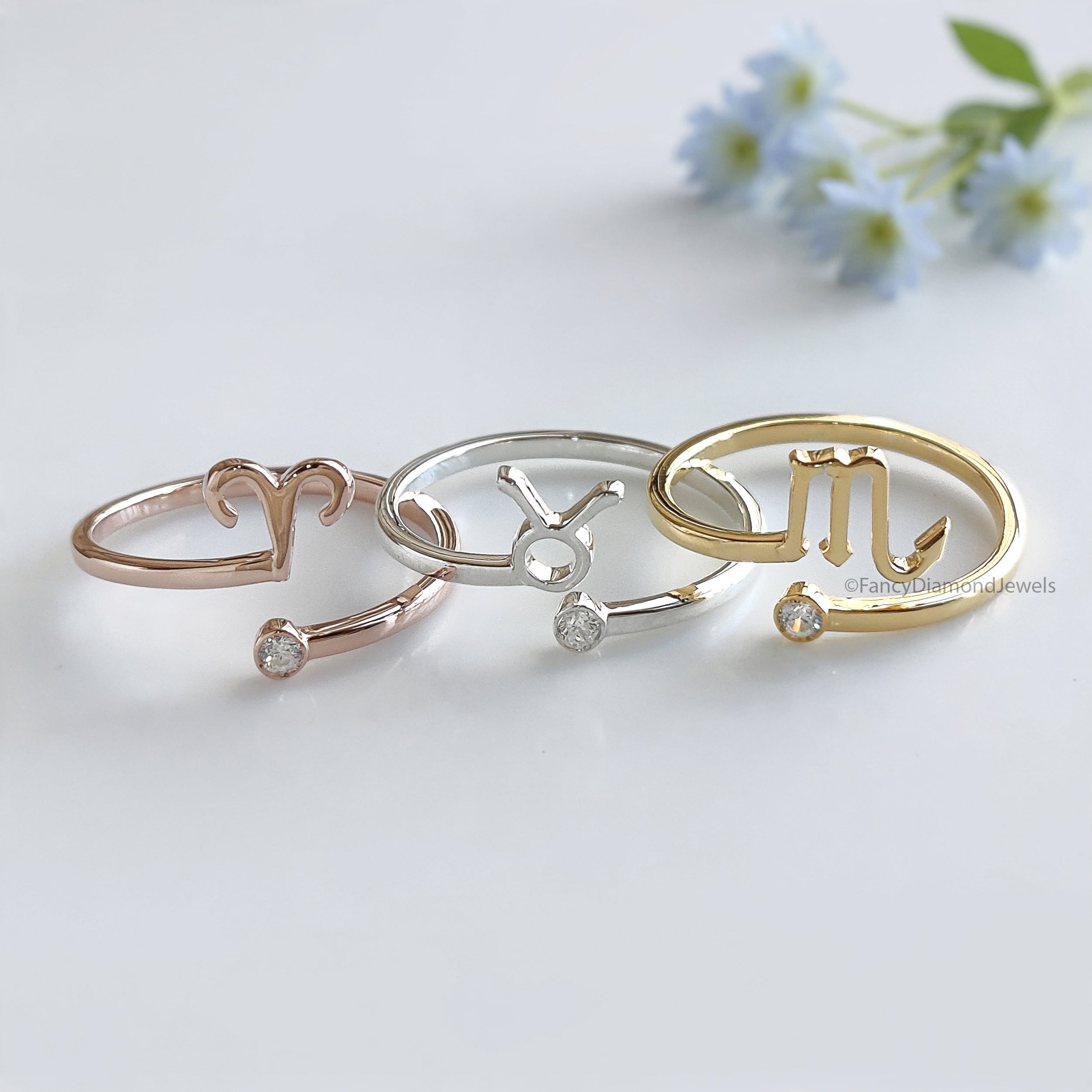 Zodiac Moissanite Ring Zodiac Jewelry 925 Sterling Silver Rings Constellation Ring Personalized Bridesmaid Gift Wedding Jewelry Women FD537