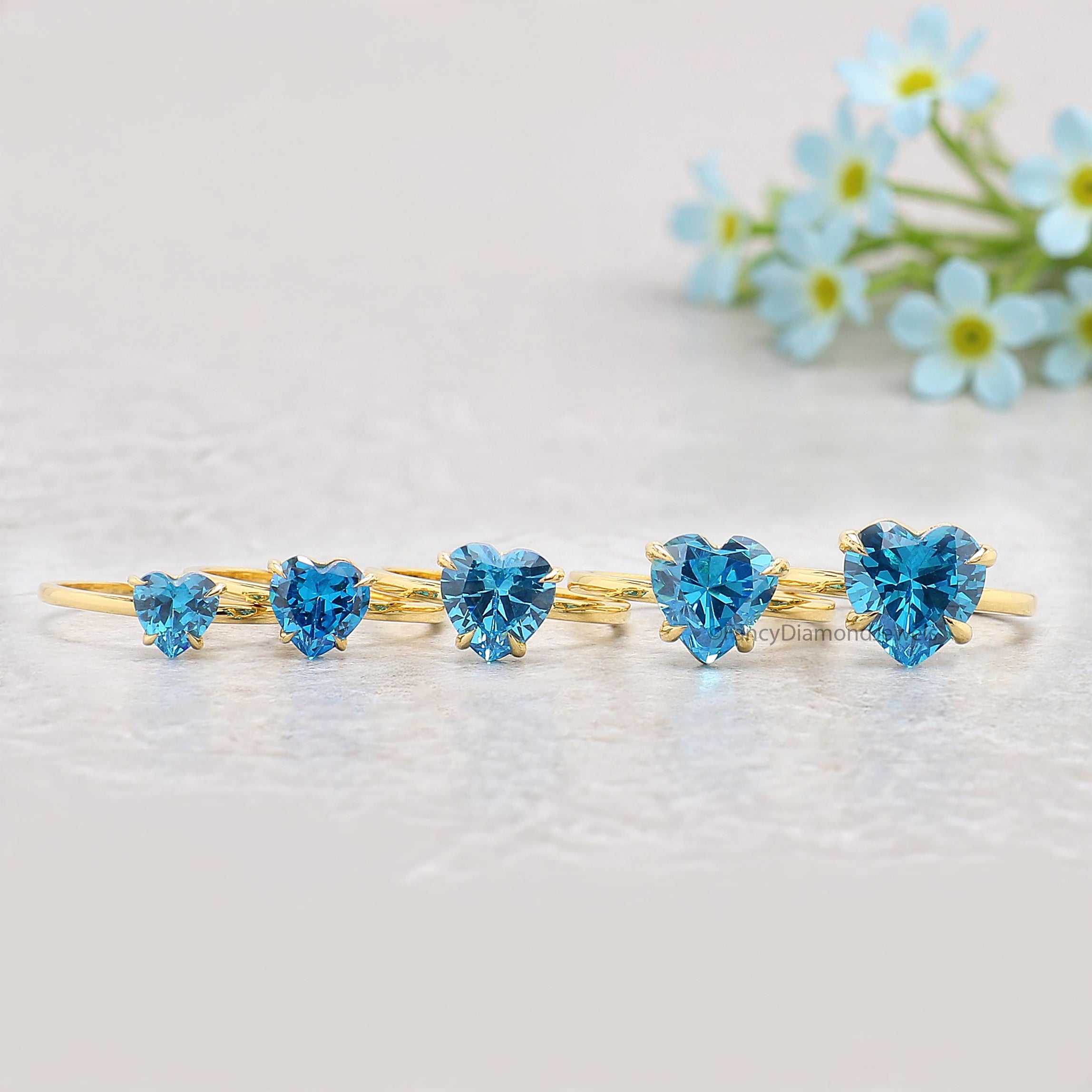 Heart Blue Aquamarine engagement ring 10mm 9mm 8mm 7mm 6mm stone ring Simulant Solitaire ring Diamond ring Silver ring Gift for her FD544