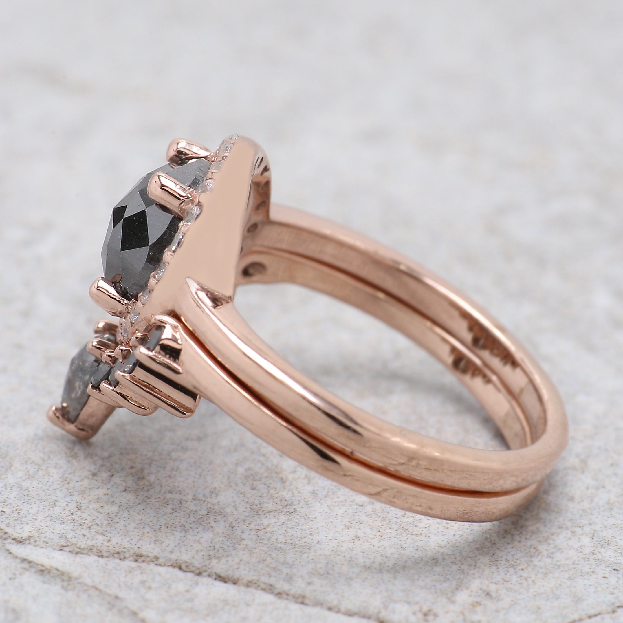 Round Rose Cut Salt And Pepper Diamond Ring 1.86 Ct 7.50 MM Round Diamond Ring 14K Rose Gold Silver Engagement Ring Gift For Her QL1303