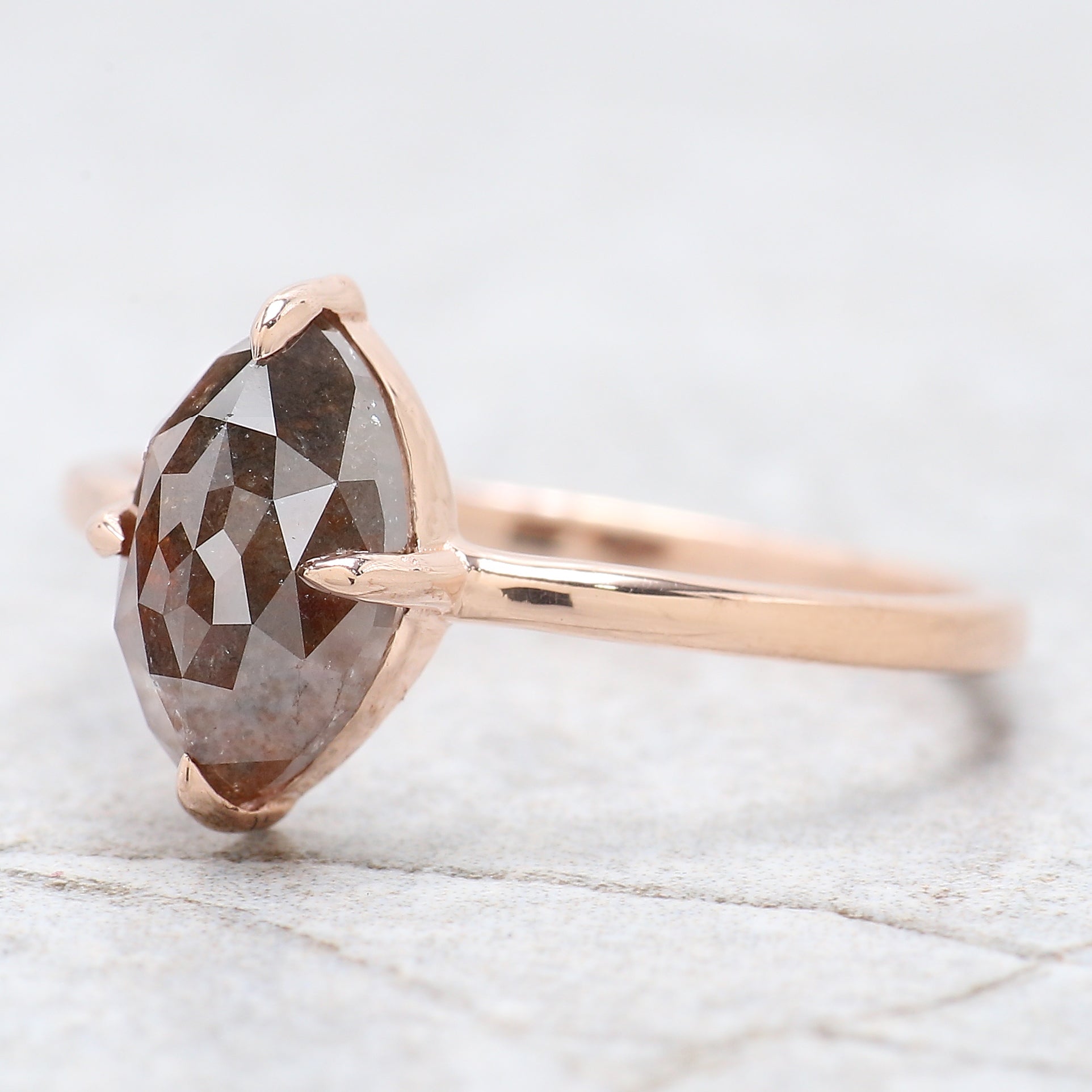 Marquise Shape Brown Color Diamond Ring 1.77 Ct 9.60 MM Marquise Diamond Ring 14K Rose Gold Silver Engagement Ring Gift For Her QN9213