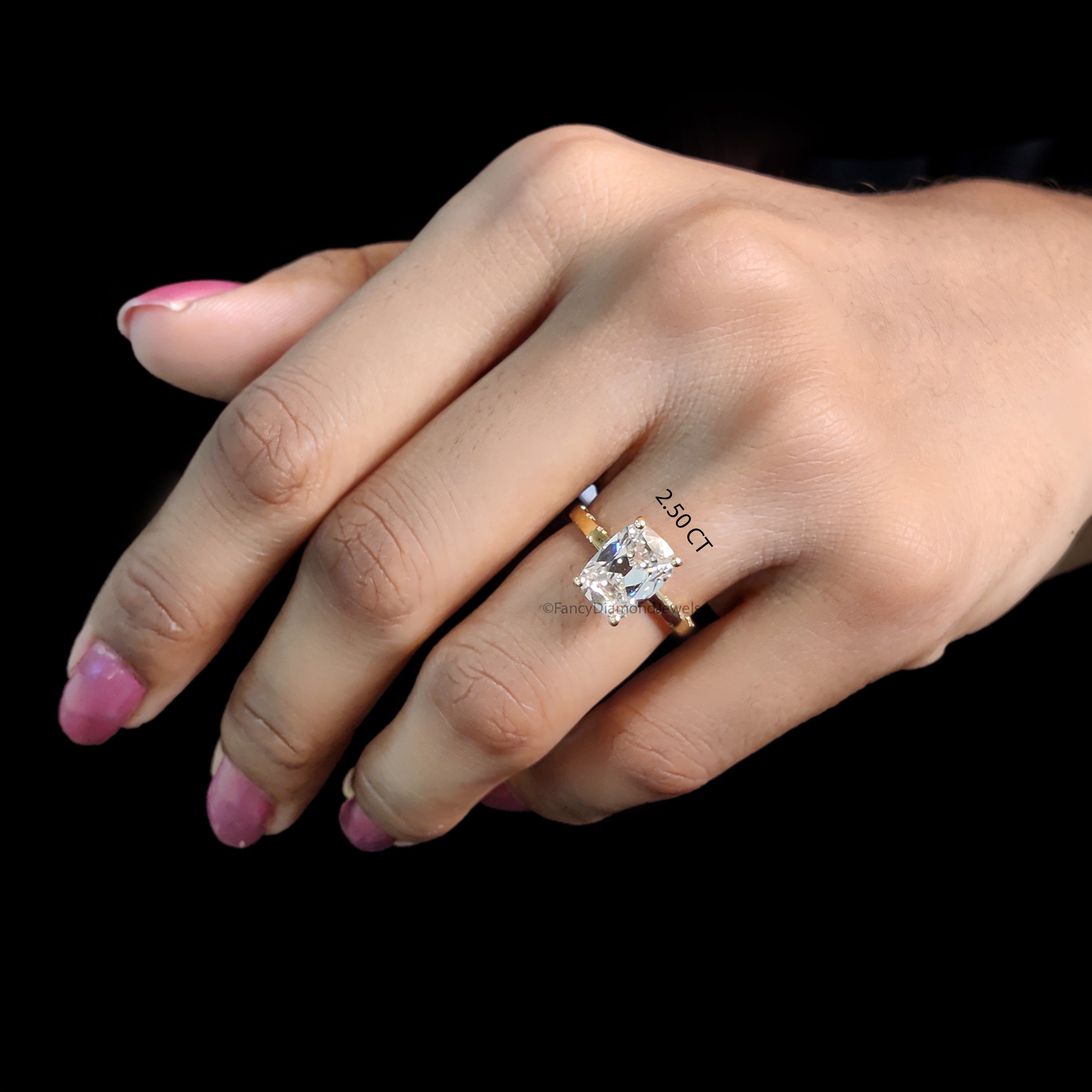 Elongated Cushion Old Mine Cut Lab Grown Diamond Ring, Vintage Style Hidden Halo Engagement Ring, Wedding & Anniversary Gift For Her FD555