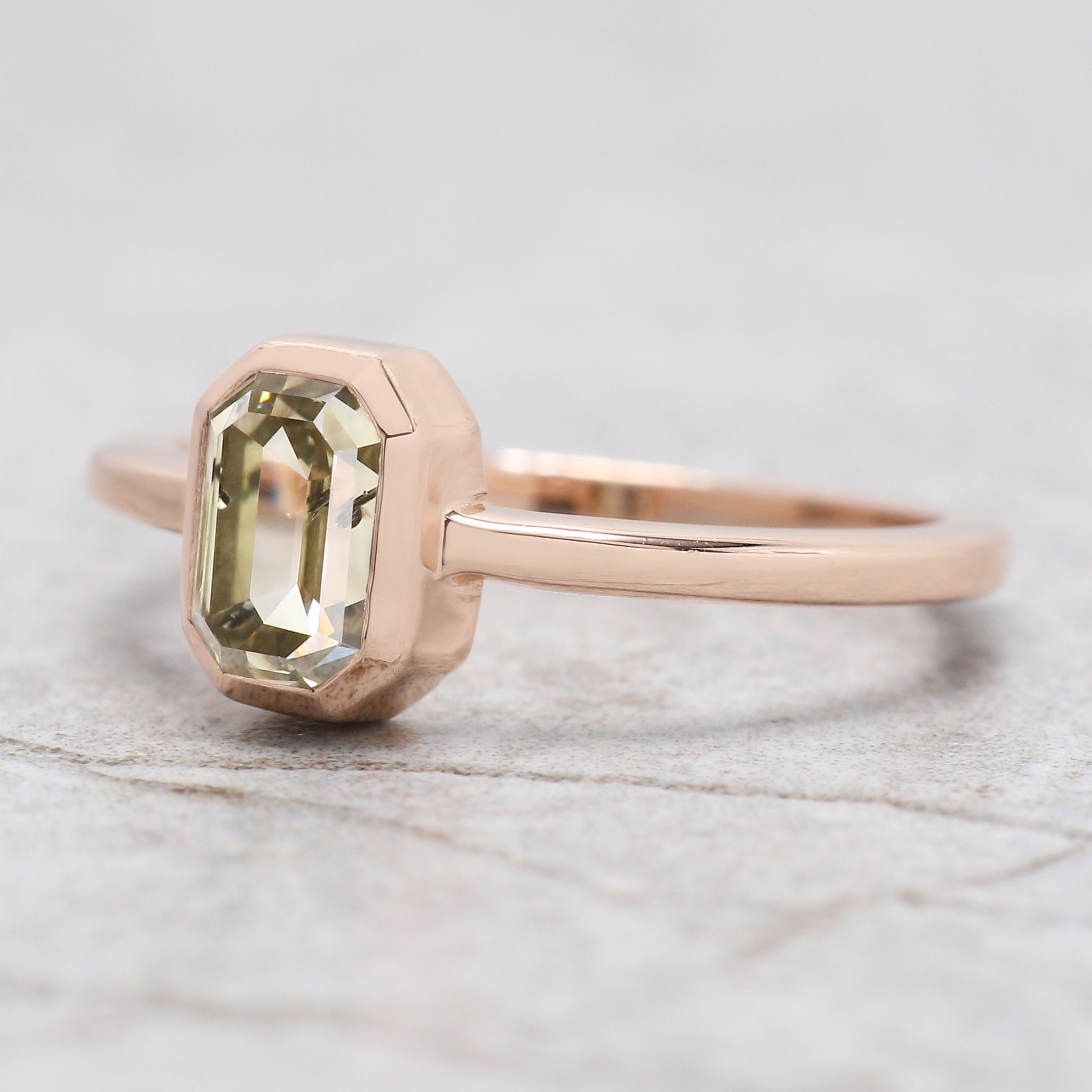 Emerald Cut White-K Color Diamond Ring 1.17 Ct 6.83 MM Emerald Diamond Wedding Ring 14K Rose Gold Engagement Ring Gift For Her KDL2615