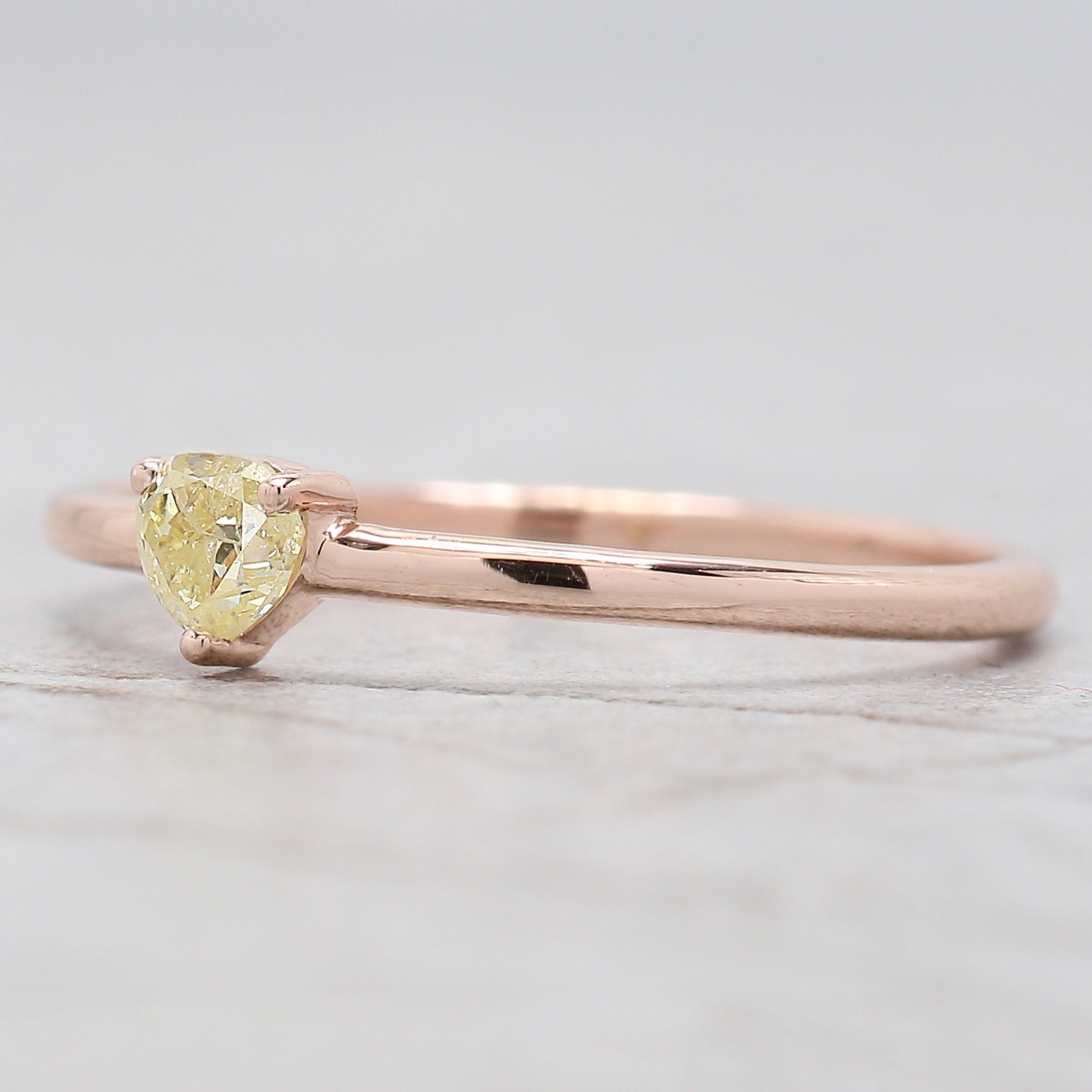 Heart Cut Yellow Color Diamond Ring 0.19 Ct 3.50 MM Heart Shape Diamond Ring 14K Solid Rose Gold Silver Engagement Ring Gift For Her QN8175