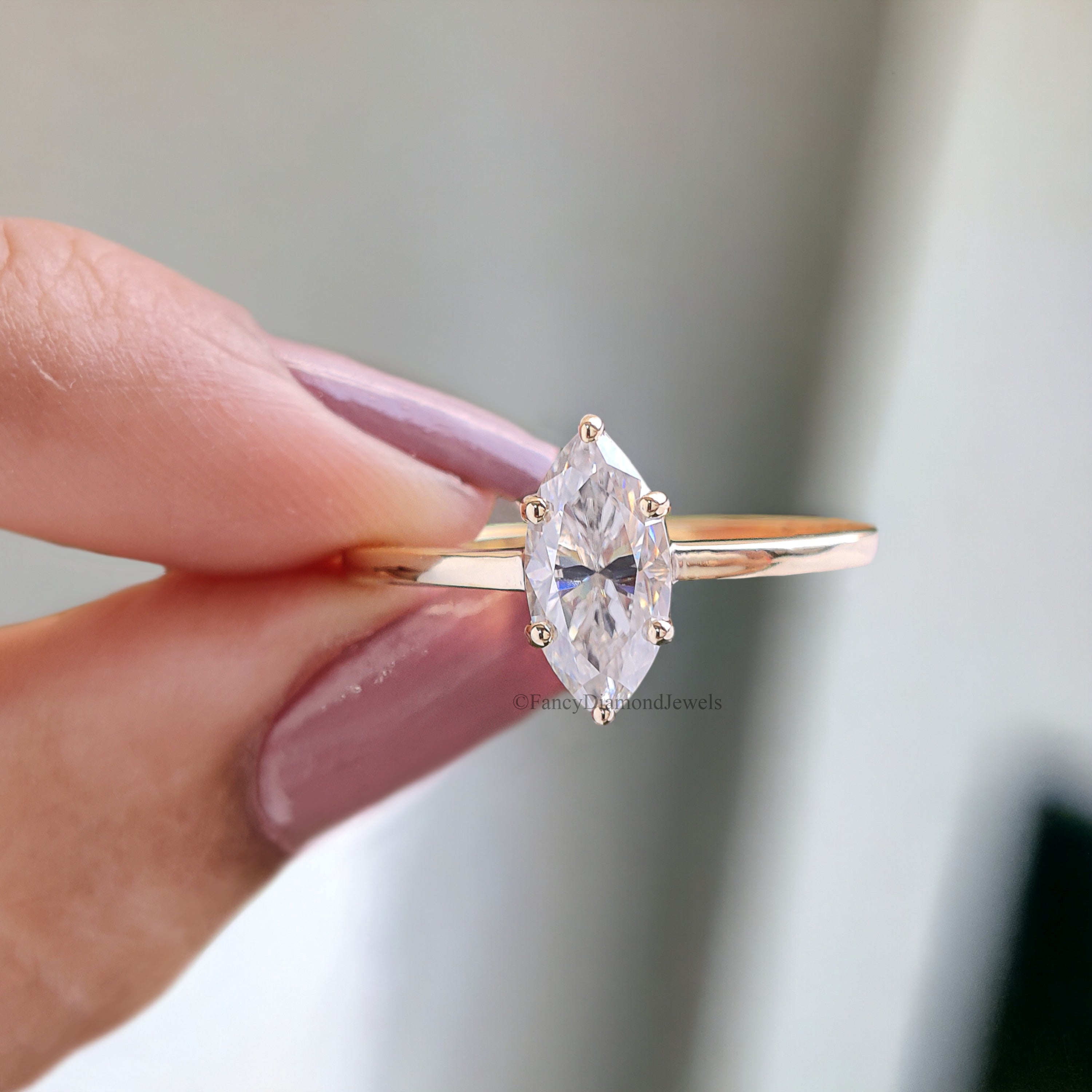 1.00 CT Marquise Cut Colorless Moissanite Ring Solitaire Prong Set Engagement Ring Wedding Ring Promise Ring for Women Gift for Her FD153