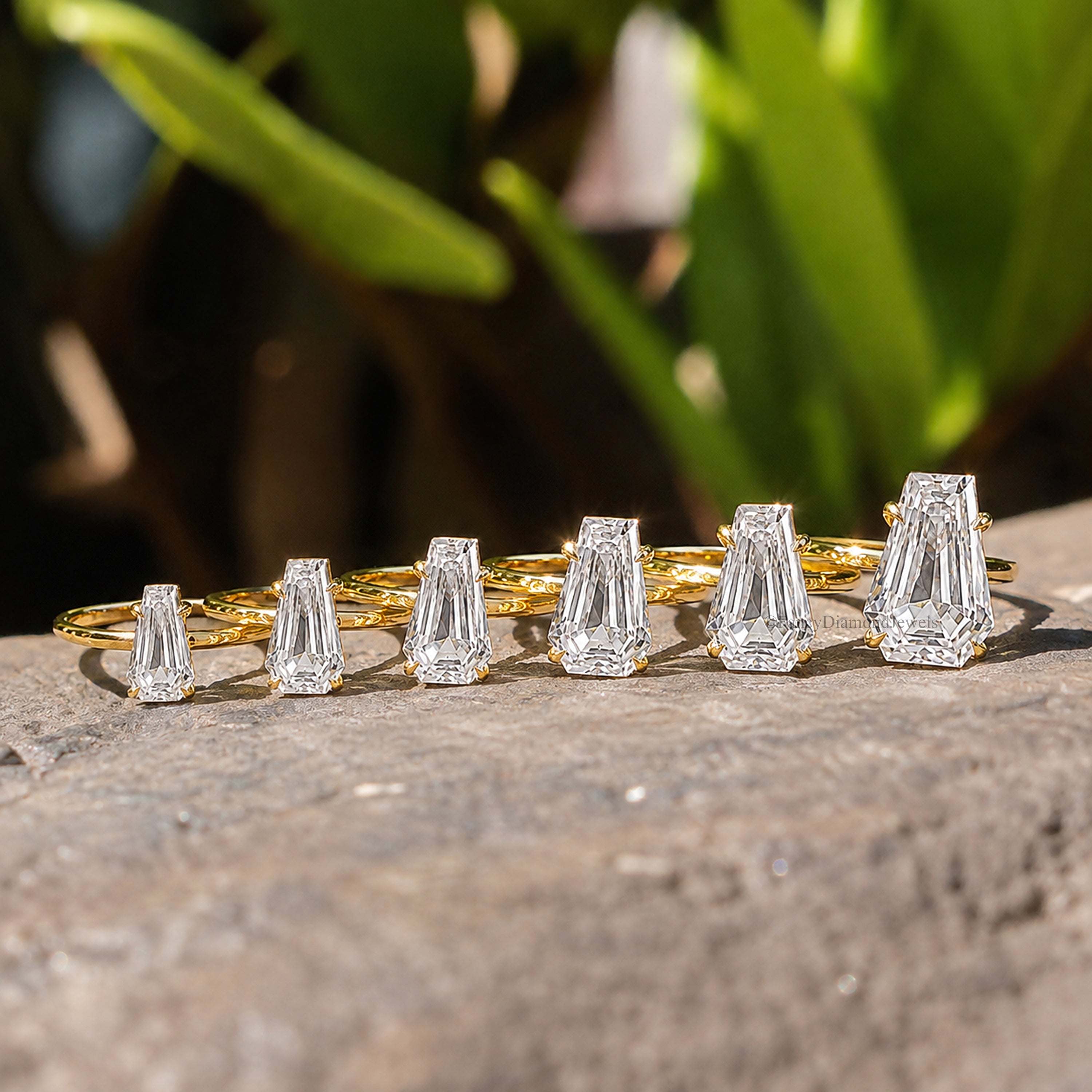 Coffin Cut engagement ring 14mm 13mm 12mm 11mm 10mm 9mm stone ring Silver ring Diamond ring Simulant ring Solitaire ring Gift for her FD216