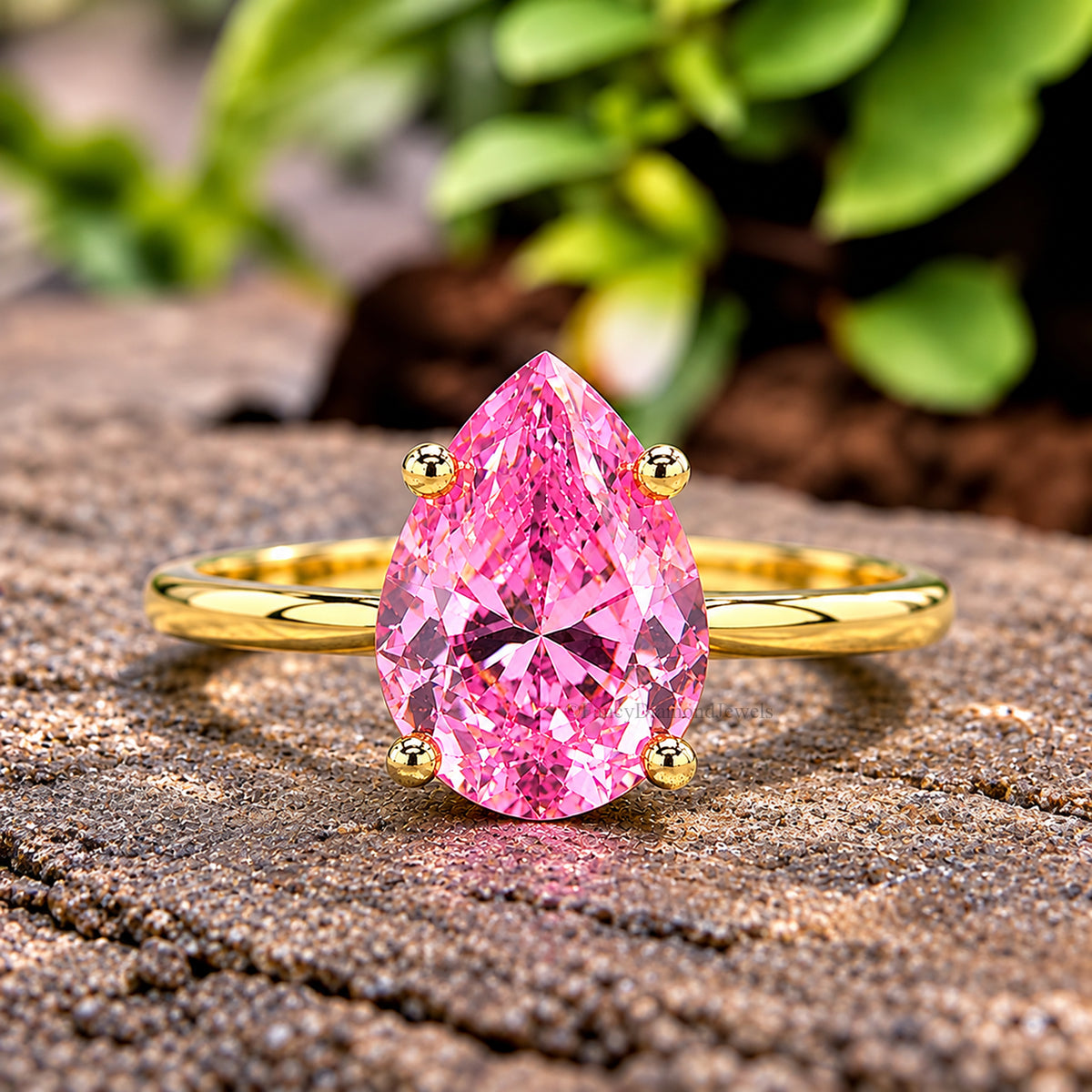 Pear Pink Tourmaline engagement ring 12mm 10mm 9mm 8mm 7mm stone ring Simulant Solitaire ring Diamond ring Silver ring Gift for her FD352