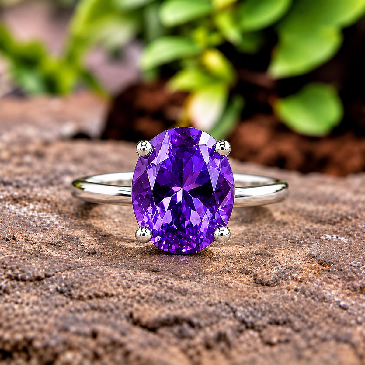 Oval Purple Amethyst stone engagement ring 12mm 10mm 9mm 8mm 7mm  ring silver simulant Ring Solitaire ring Diamond ring Gift for her FD343
