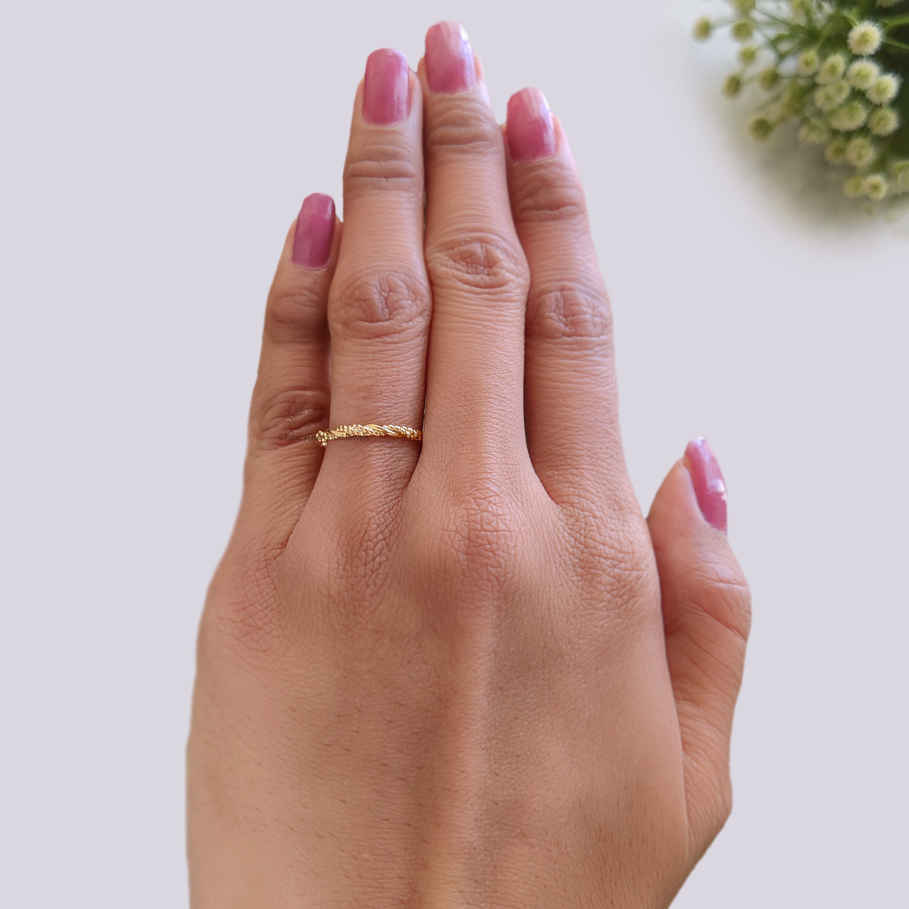 Twisted Style braided Handmade Filled Stackable Band Yellow Gold Unique Wedding Band Minimal Dainty Stacking Band Gift For Her FD542