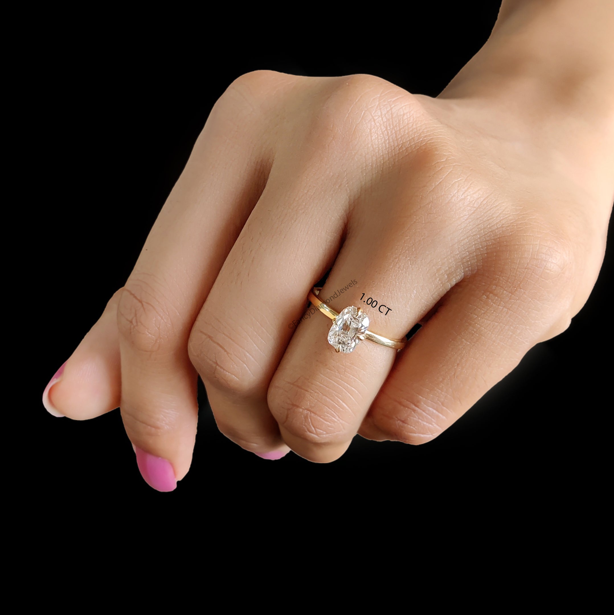 Cushion Old Mine Cut Diamond Engagement Ring with Hidden Halo, Lab Grown Diamond Wedding Ring for Her, Vintage Inspired Diamond Ring FD557