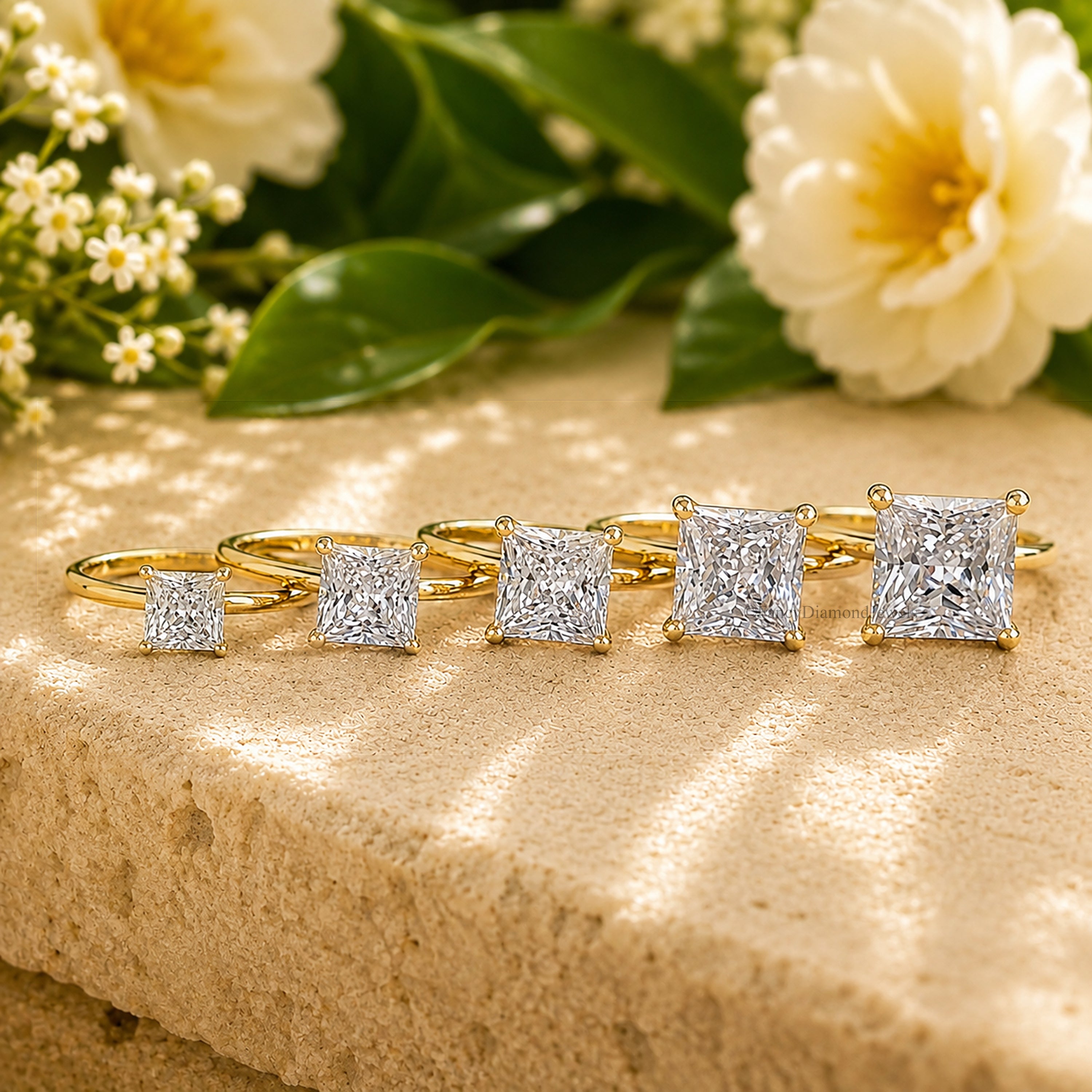 Princess Cut engagement ring 5mm 6mm 7mm 8mm 9mm stone ring Silver Promise ring Princess Cut Diamond ring Solitaire ring Gift for her FD280