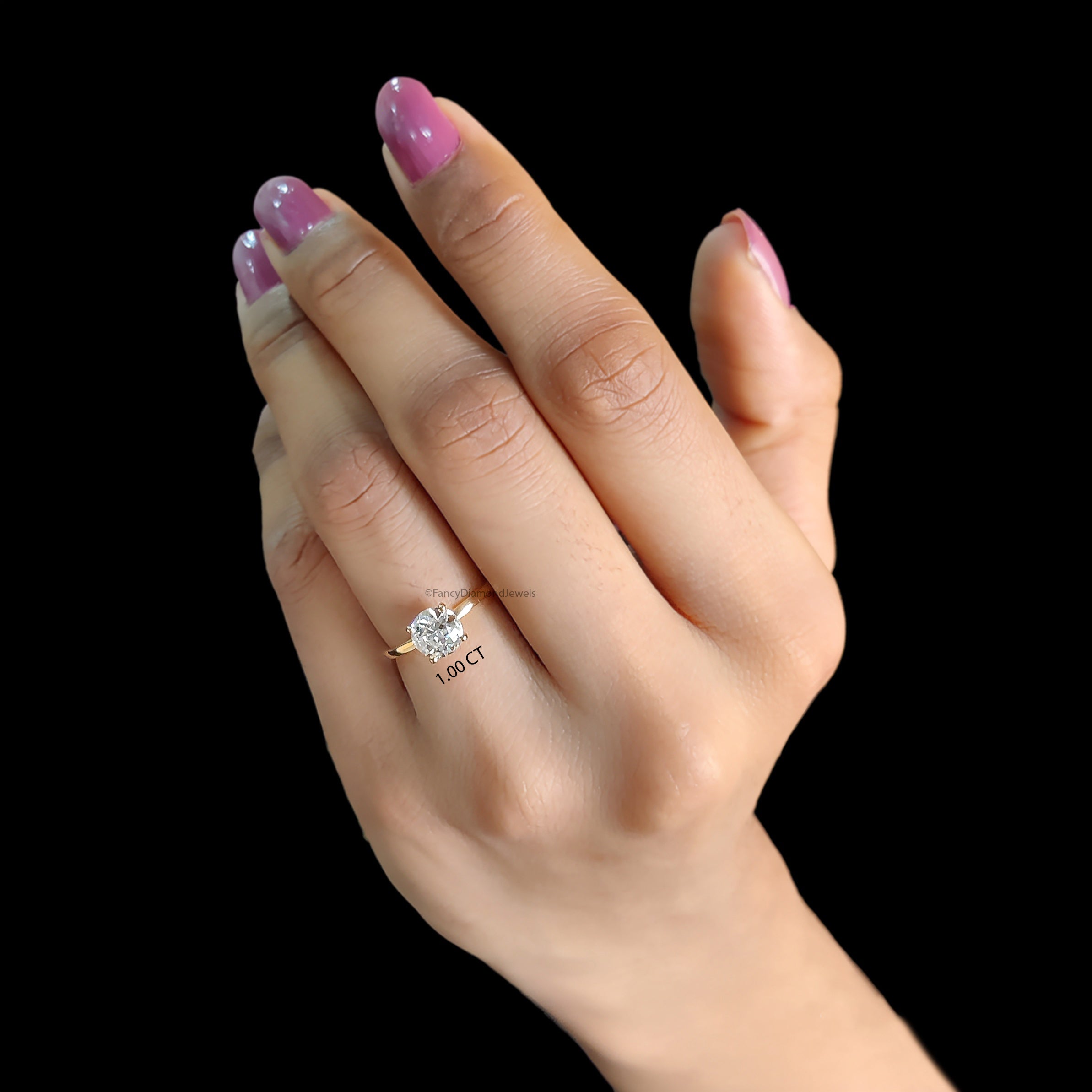 Old European Cut Diamond Engagement Ring, Vintage Style Lab Grown Round Diamond Solitaire Ring, Anniversary Gift Ring, Gift for Her FD561