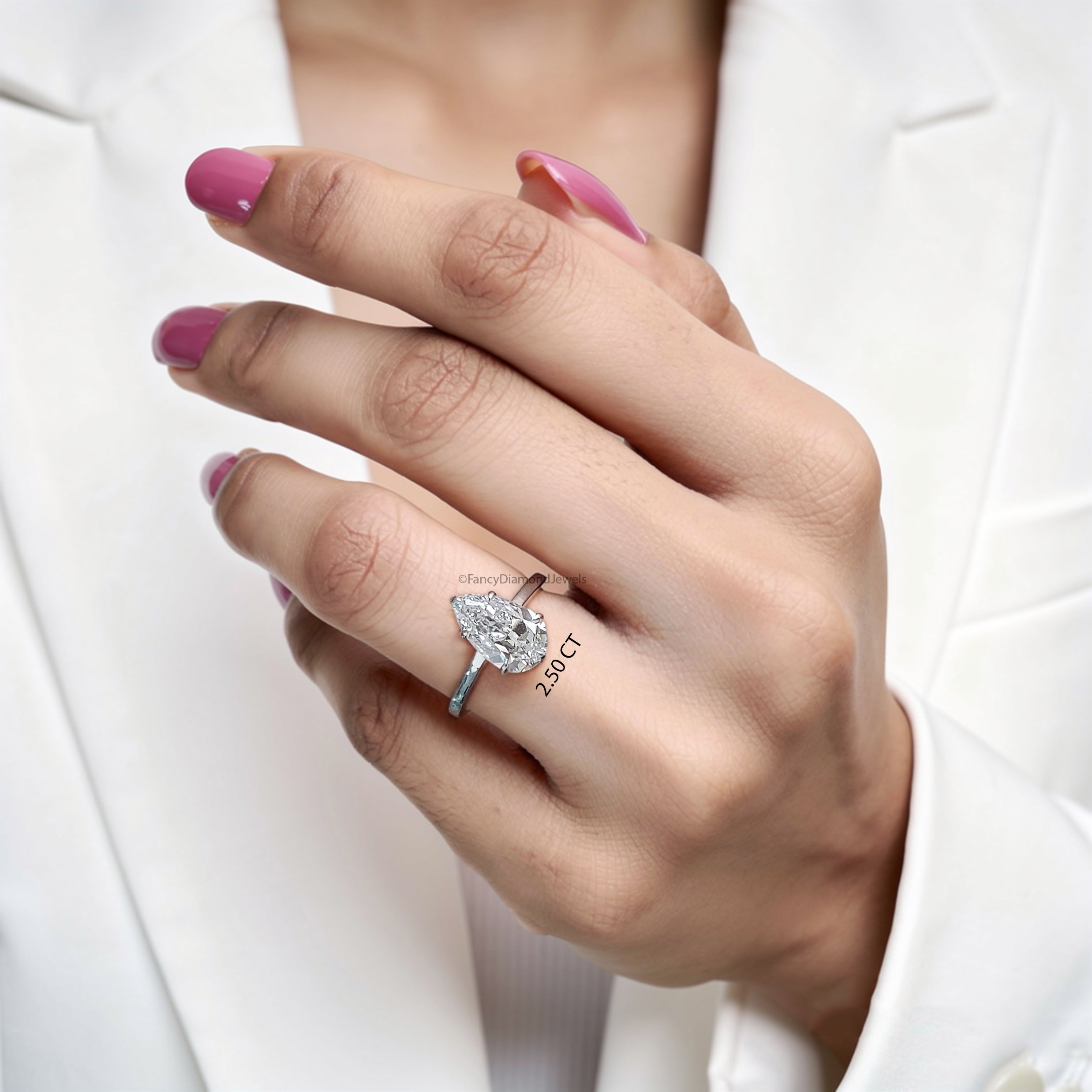 Pear Cut Lab Grown Diamond Engagement Ring Old European Cut Moissanite Teardrop Solitaire Ring Minimalist Bridal Promise Gift for Her FD553