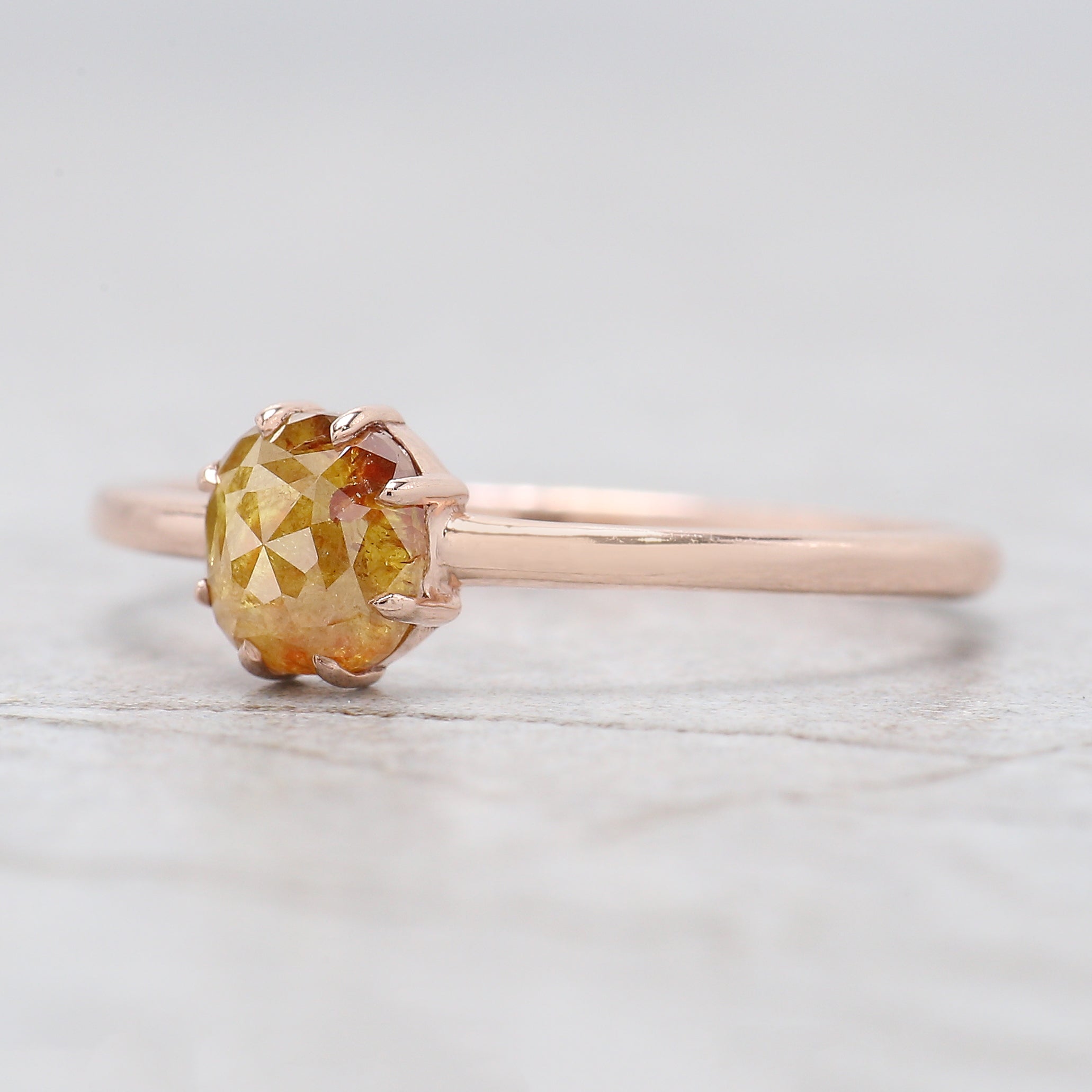 Cushion Cut Yellow Color Diamond Ring 0.75 Ct 5.30 MM Cushion Diamond Ring 14K Solid Rose Gold Silver Engagement Ring Gift For Her QK2681