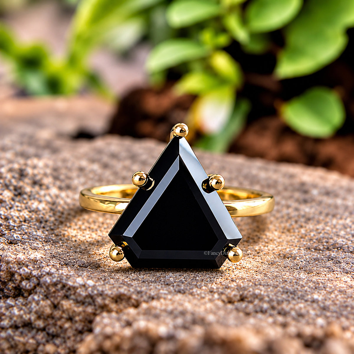 Shield Black Onyx engagement ring 14mm 13mm 12mm 11mm 10mm stone ring Simulant Solitaire ring Diamond ring Silver ring Gift for her FD418