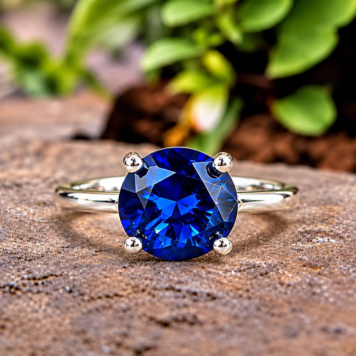 Round Blue sapphire stone engagement ring 11mm 9mm 8mm 6.50mm 4mm ring silver simulant Ring Solitaire ring Diamond ring Gift for her FD504