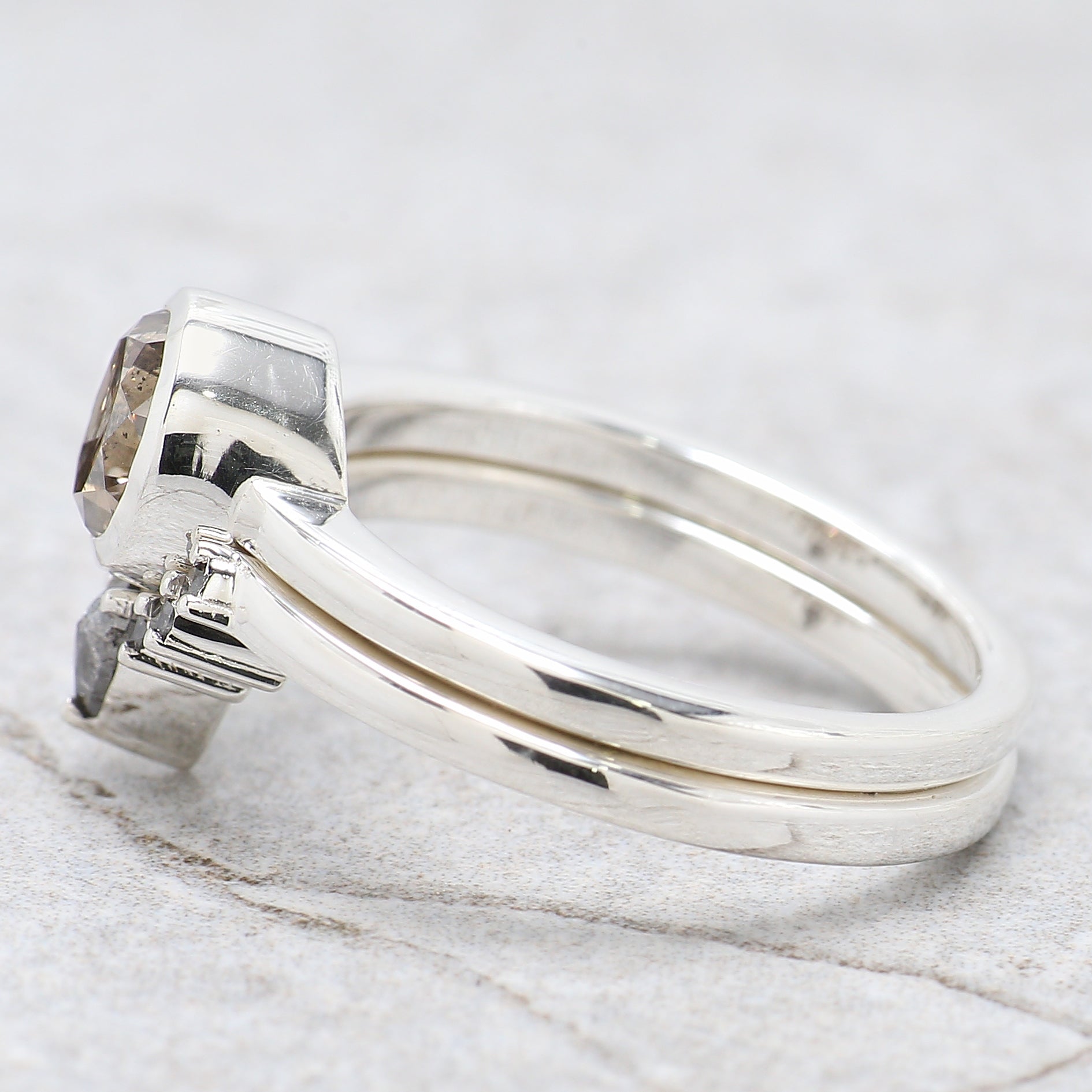Round Cut Brown Color Diamond Ring 1.13 Ct 6.12 MM Round Shape Diamond Ring 14K Solid White Gold Silver Engagement Ring Gift For Her QL2599