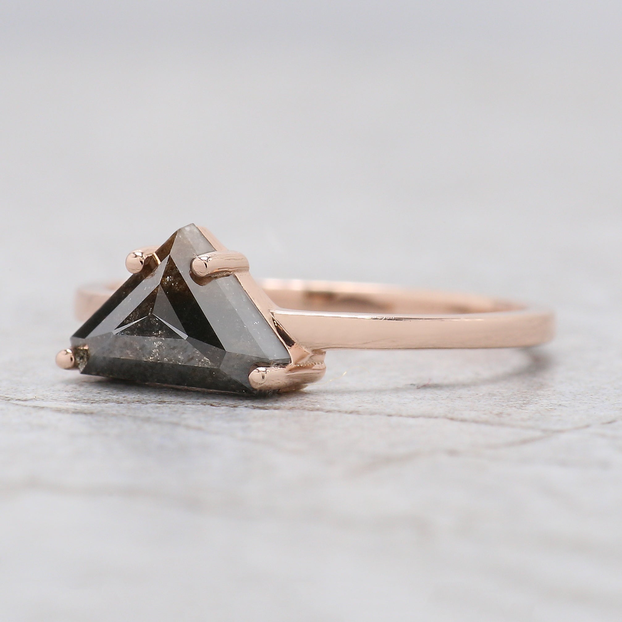Shield Shape Brown Color Diamond Ring 1.18 Ct 6.25 MM Shield Diamond Ring 14K Solid Rose Gold Silver Engagement Ring Gift For Her QN9124