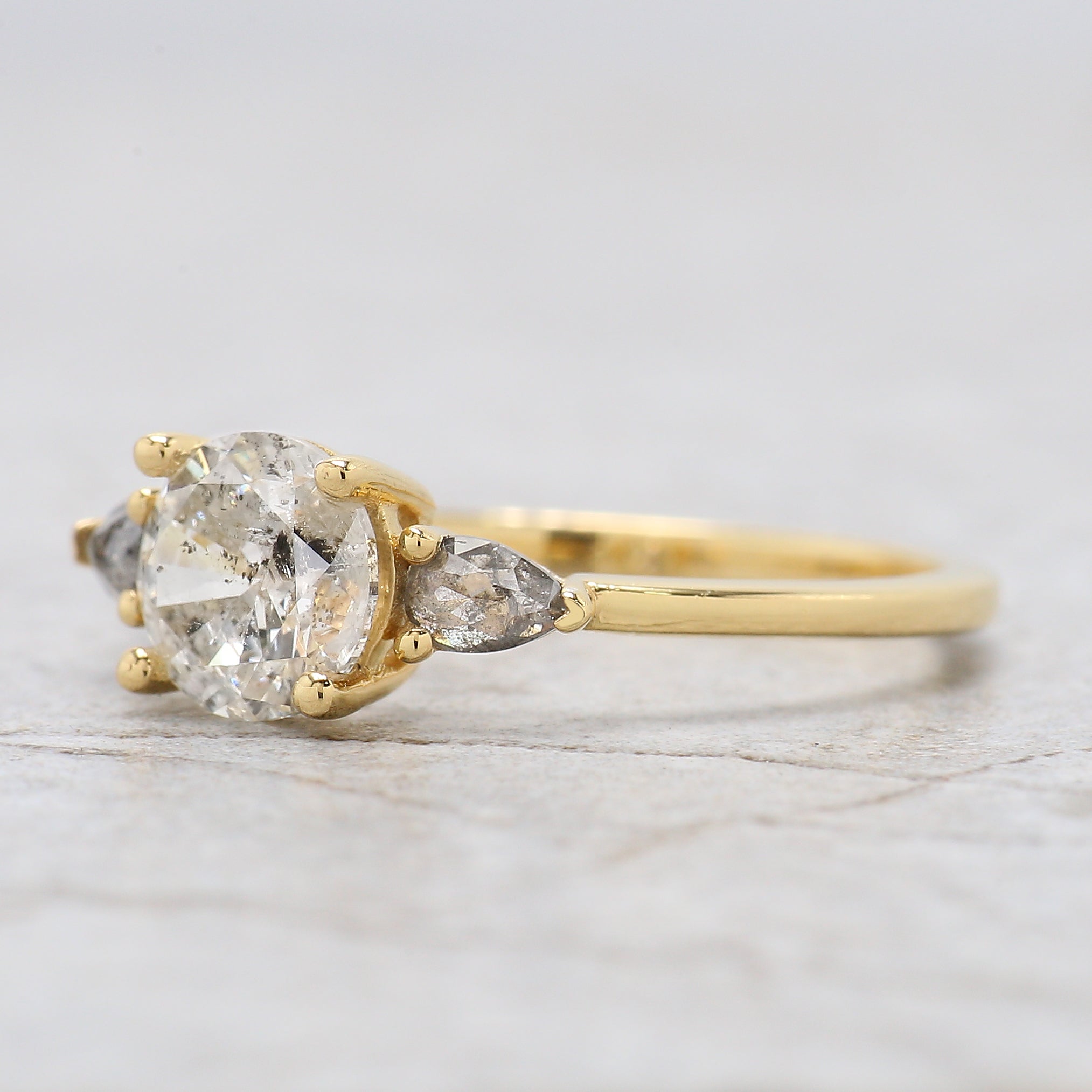 Round White-H Color Diamond Ring 1.00 Ct 6.40 MM Round Shape Diamond Wedding Ring Three Stone Ring Engagement Ring Gift For Her KDL2664