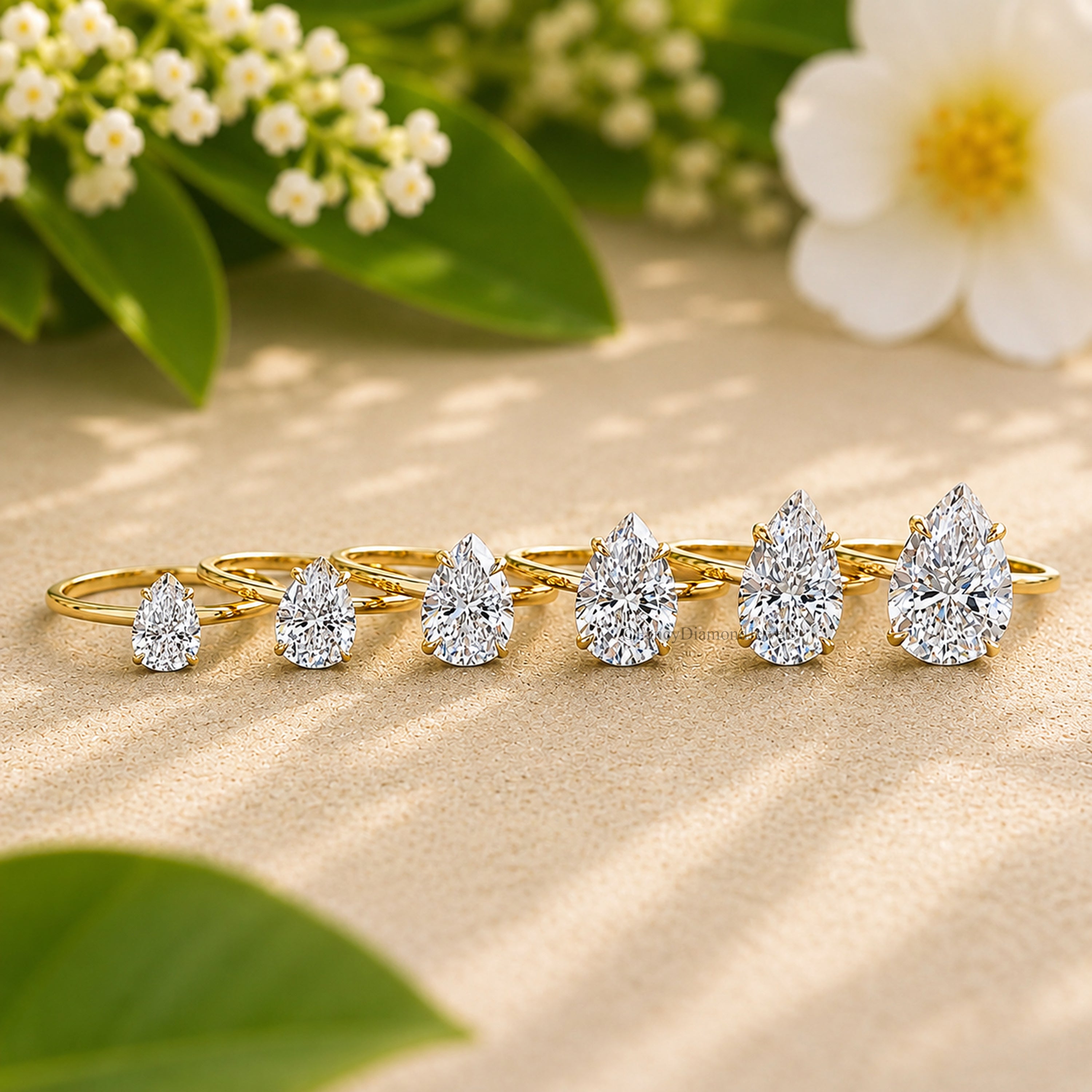 Pear Engagement Ring Lab Created Simulant Solitaire Silver Teardrop Diamond Travel Promise Moissanite Style Wedding Anniversary Gift FD186