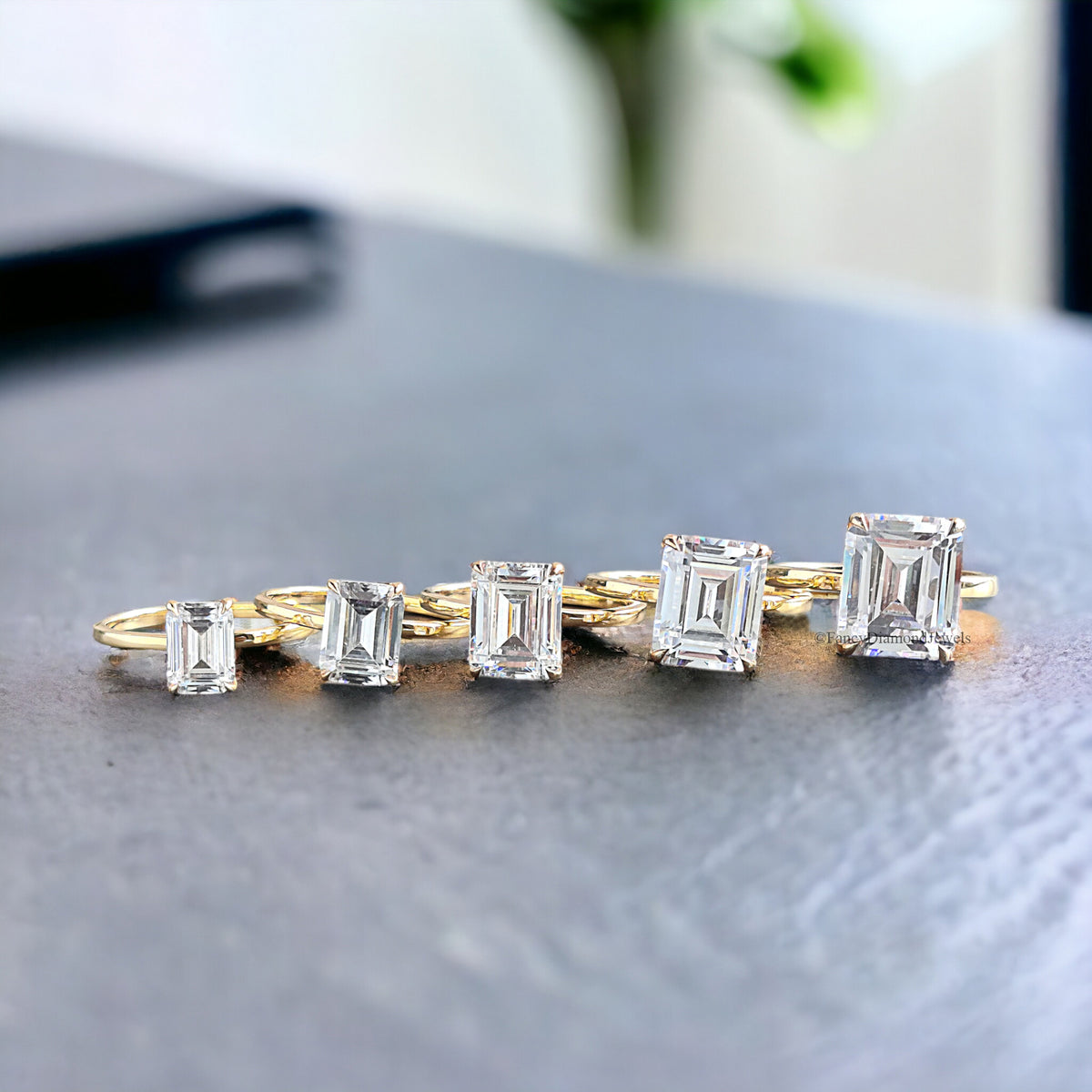 Emerald Cut Engagement Ring CZ Solitaire 925 Silver Diamond Simulant Travel Promise Moissanite Style Wedding Bridal Anniversary Gift FD199