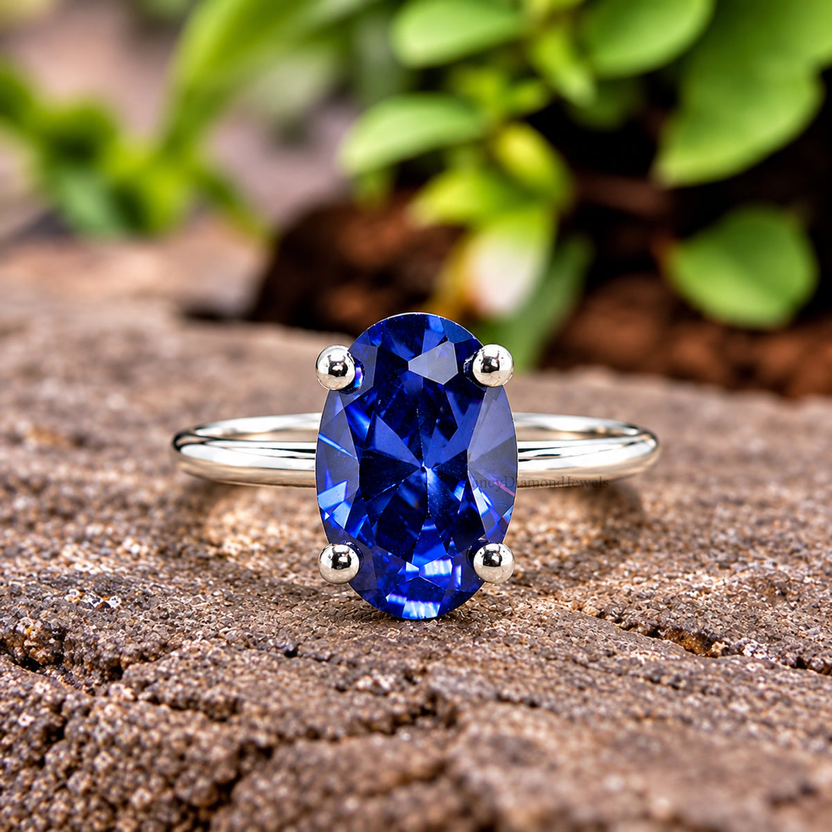 Oval Blue Diamond engagement ring 12mm 10mm 9mm 8mm 7mm stone ring Silver ring Simulant Ring Solitaire ring Diamond ring Gift for her FD309