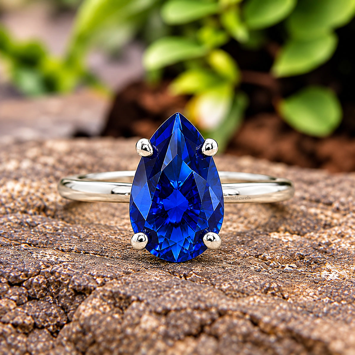Pear Blue Sapphire engagement ring 12mm 10mm 9mm 8mm 7mm stone ring Simulant Solitaire ring Diamond ring Silver ring Gift for her FD547
