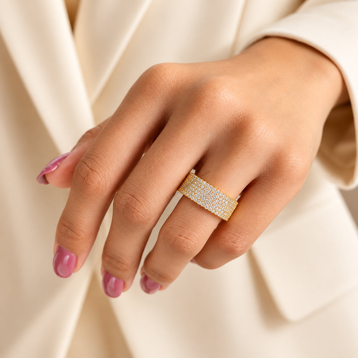 Dainty Solid Gold Round Moissanite Stacking Band, 10K Gold Stackable Promise Band, Minimalist Statement Band, Anniversary Gift for Her FD613