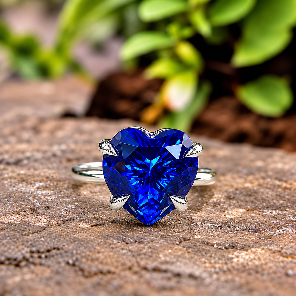 Heart Blue sapphire stone engagement ring 10mm 9mm 8mm 7mm 6mm ring silver simulant Ring Solitaire ring Diamond ring Gift for her FD541