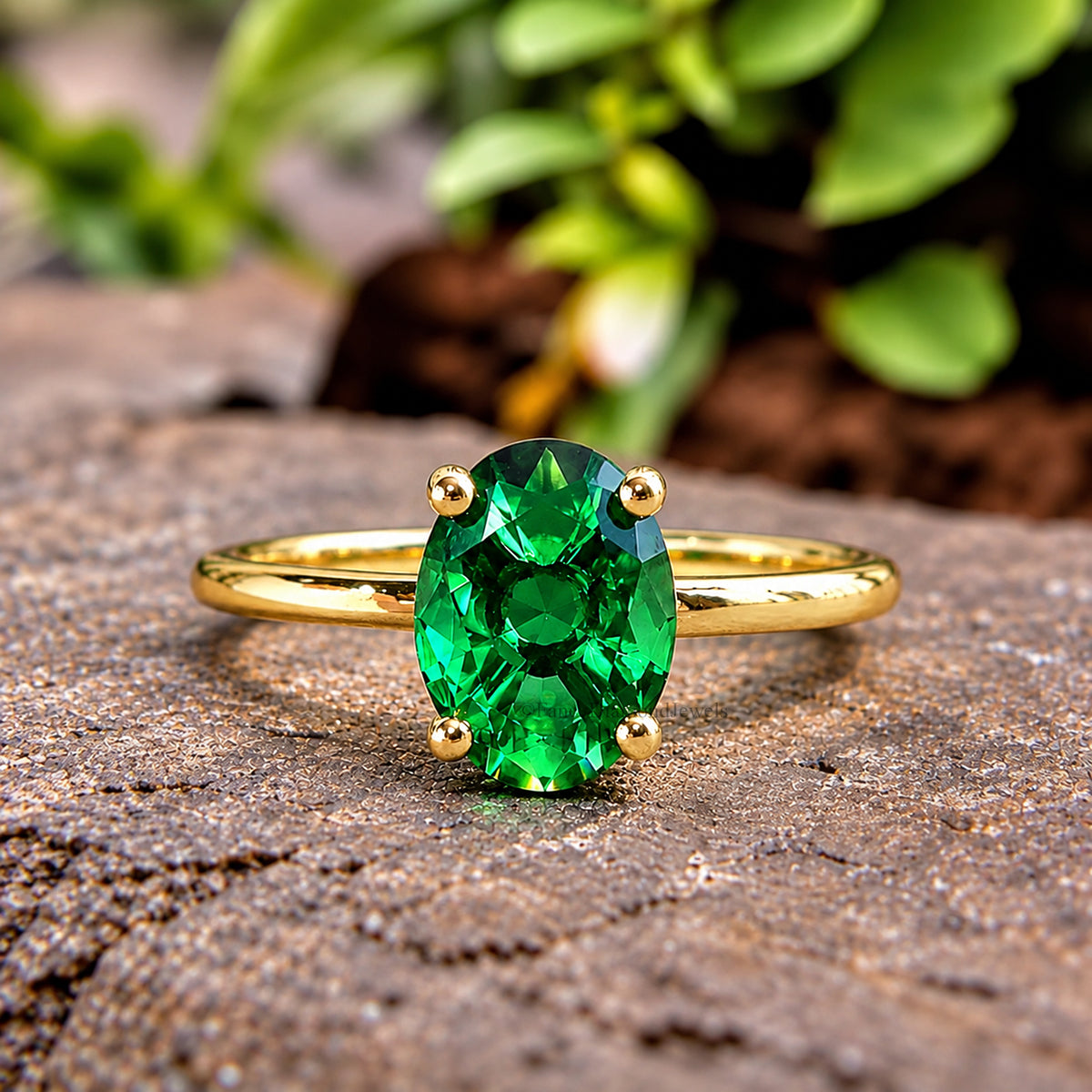 Oval Green Emerald stone engagement ring 12mm 10mm 9mm 8mm 7mm  ring silver simulant Ring Solitaire ring Diamond ring Gift for her FD342