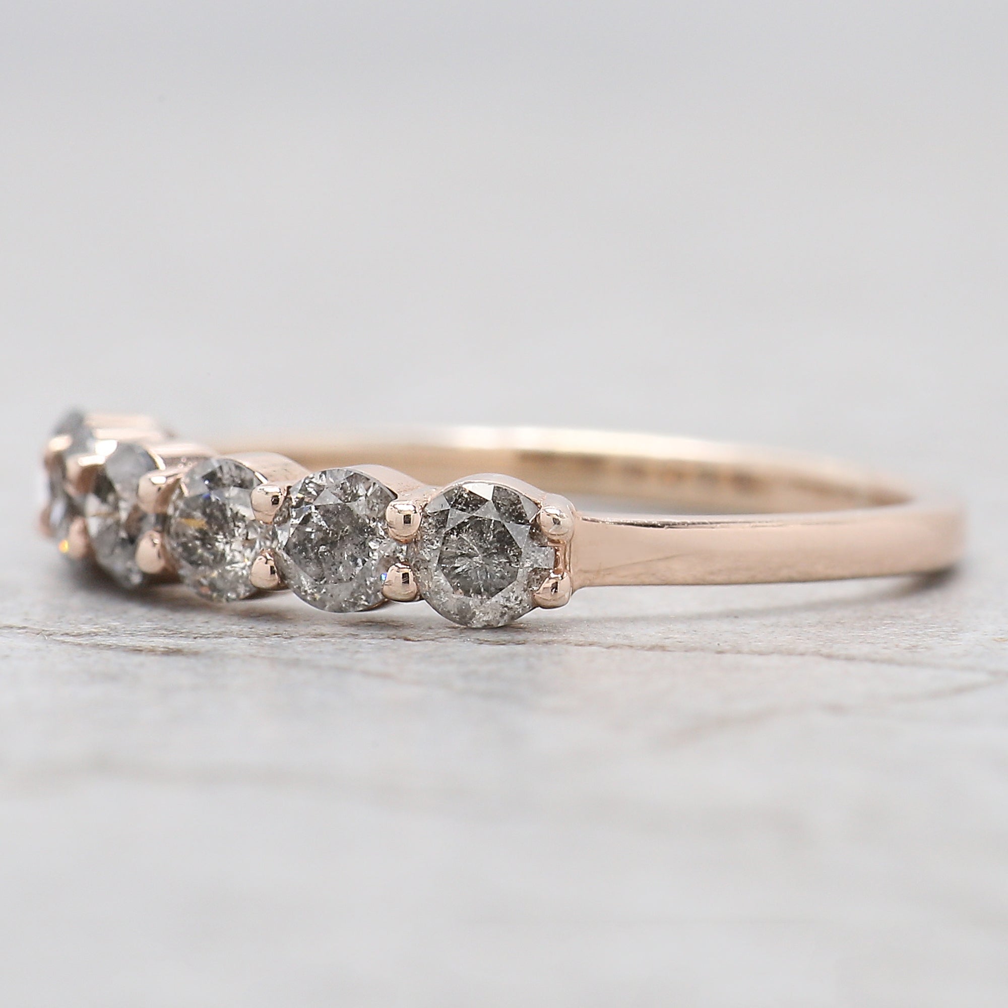 Round Cut Salt And Pepper Diamond Ring 0.81 Ct 3.20 MM Round Diamond Ring 14K Solid Rose Gold Silver Engagement Ring Gift For Her QL1395