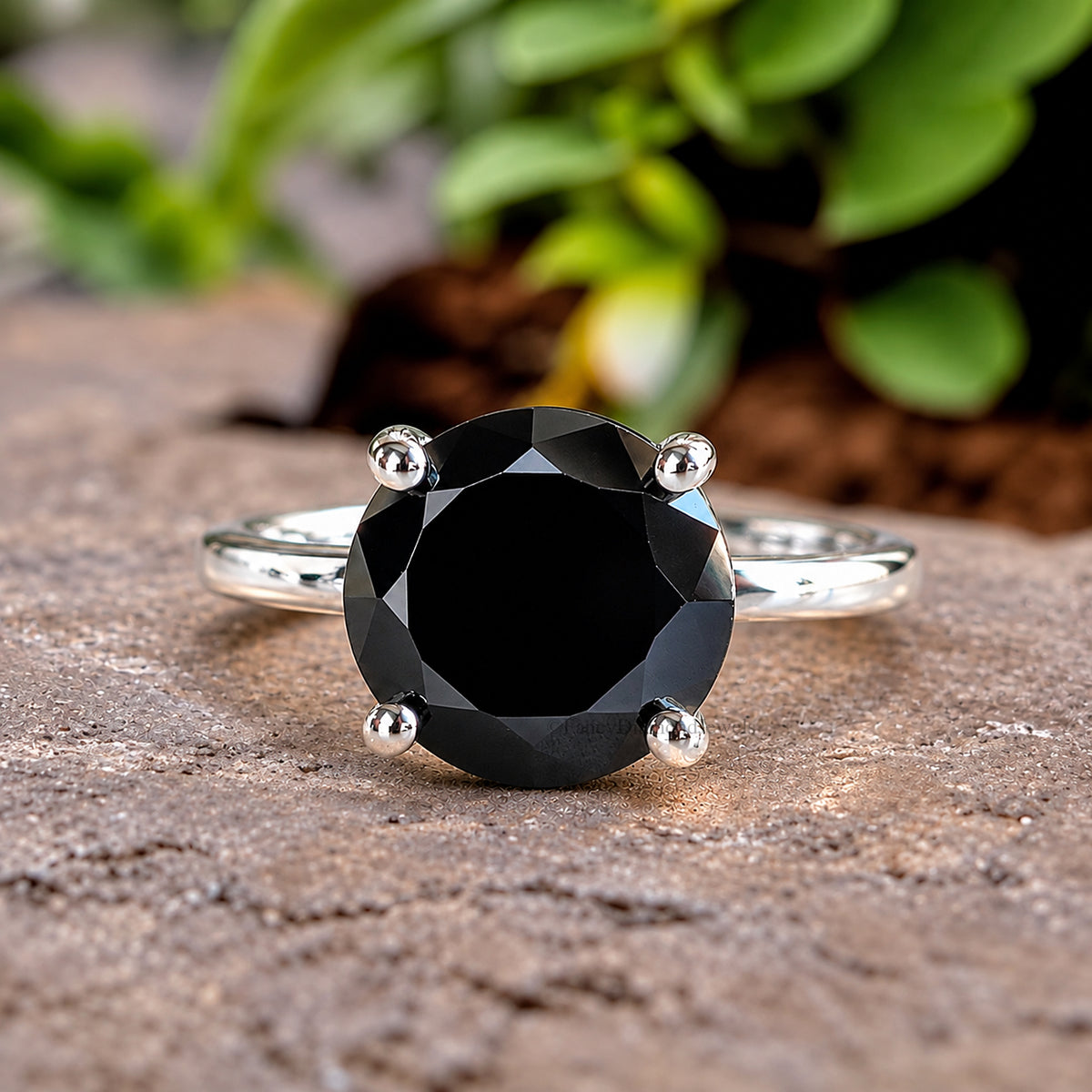 Round Black Onyx stone engagement ring 11mm 9mm 8mm 6.50mm 4mm ring silver simulant Ring Solitaire ring Diamond ring Gift for her FD505
