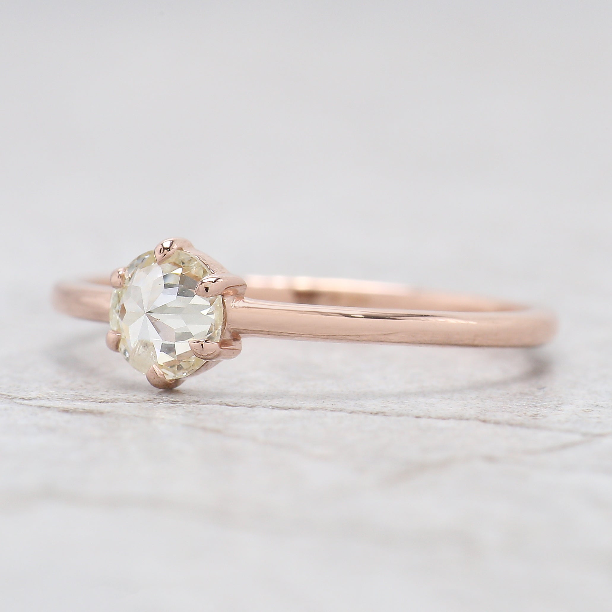 Round Rose Cut Salt And Pepper Diamond Ring 0.39 Ct 4.71 MM Round Diamond Ring 14K Rose Gold Silver Engagement Ring Gift For Her QN2238