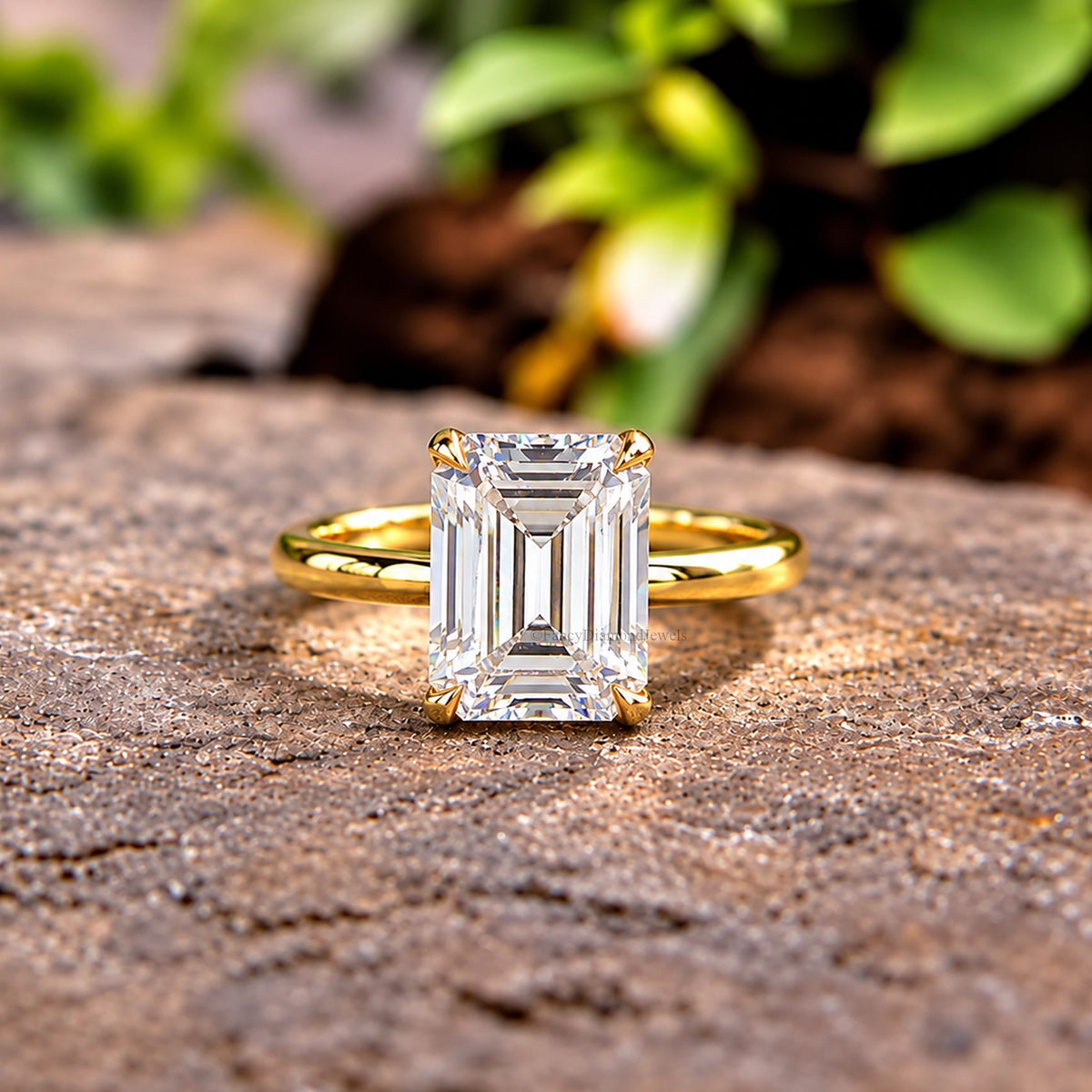 Emerald Cut Engagement Ring CZ Solitaire 925 Silver Diamond Simulant Travel Promise Moissanite Style Wedding Bridal Anniversary Gift FD199