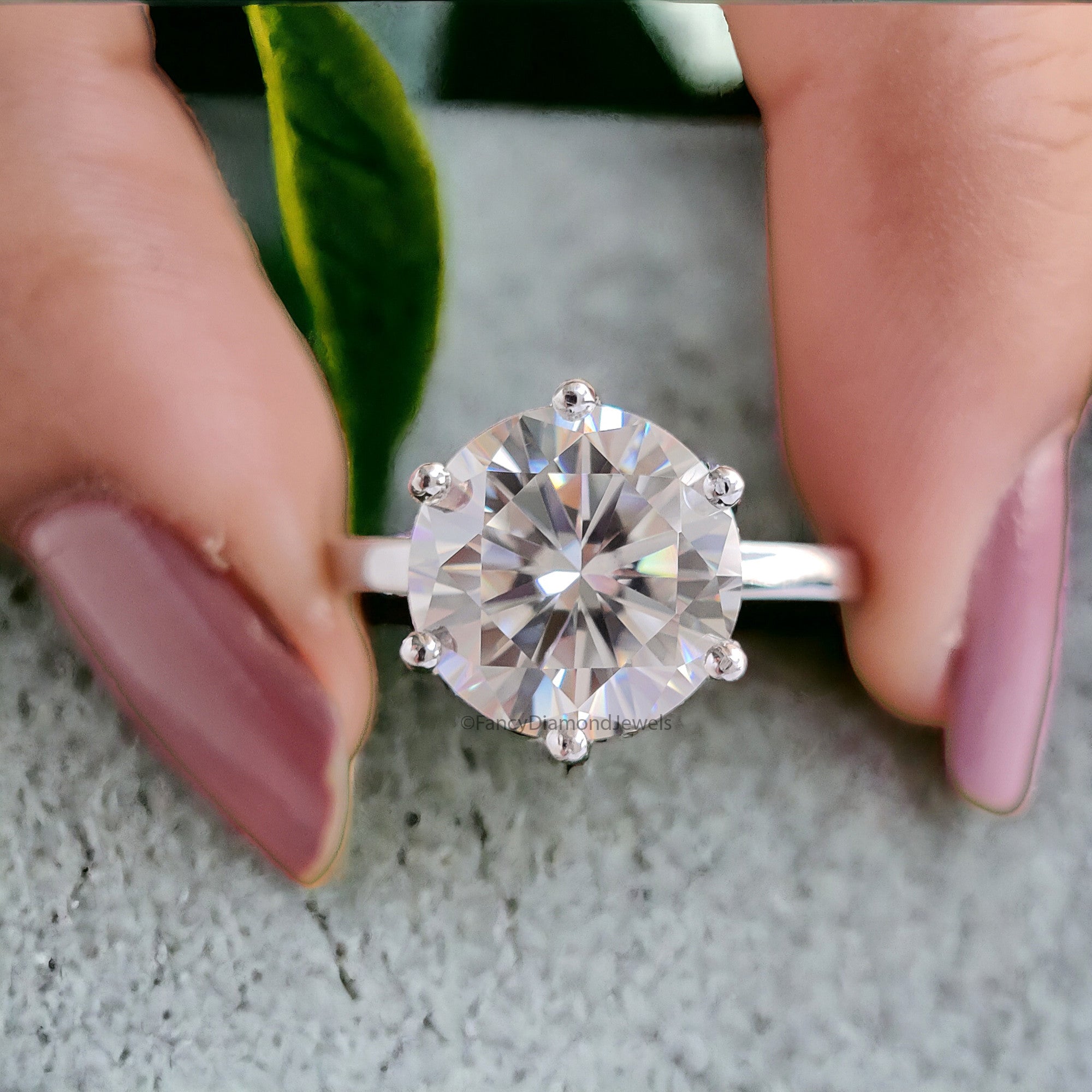 3.55 CT Round Brilliant Cut Colorless Moissanite Solitaire Ring Engagement Ring Wedding Ring Comfort Fit Yellow/White/Rose Gold Ring FD29