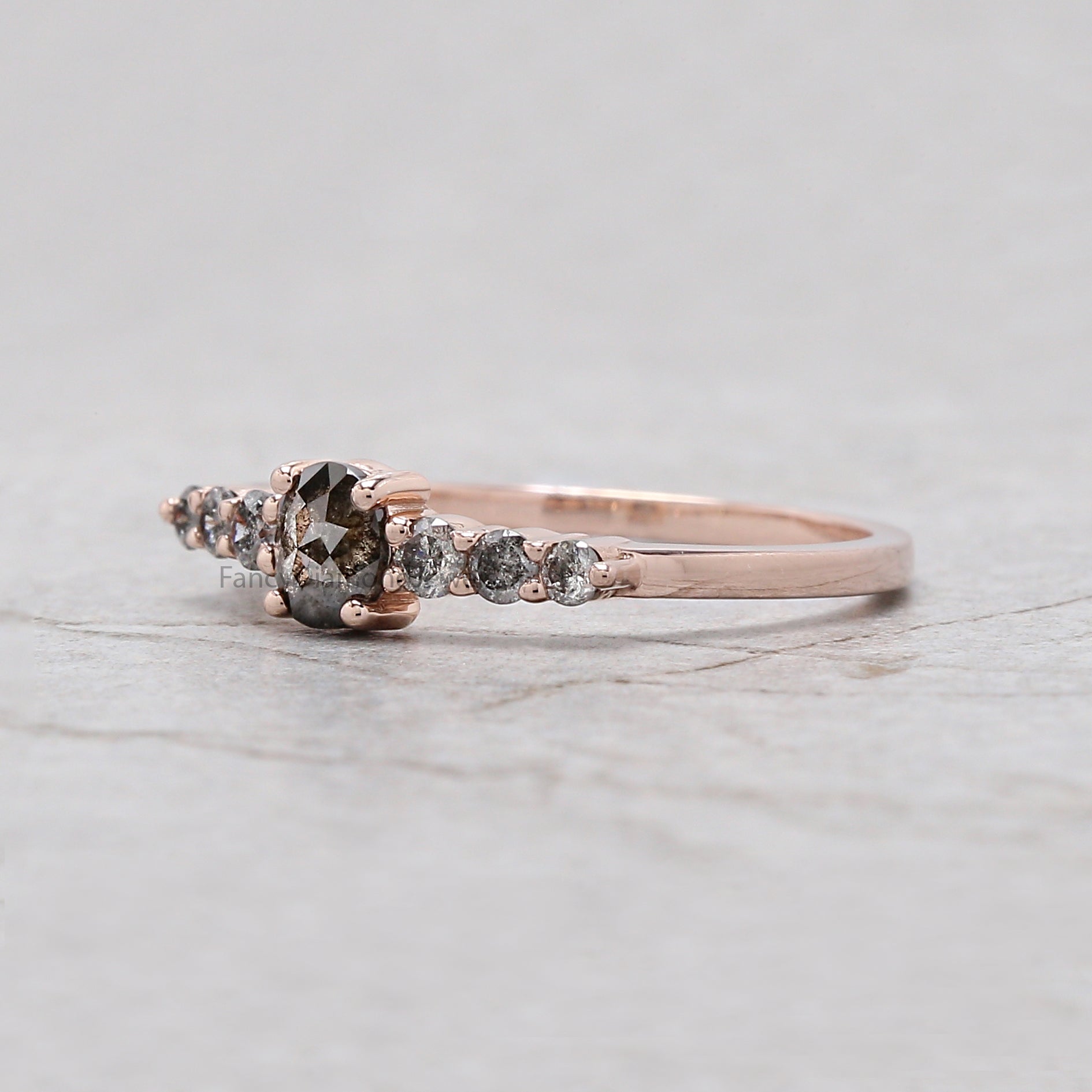 Oval Salt And Pepper Diamond Ring, Salt And Pepper Oval Diamond Engagement Ring, Oval Diamond Ring, Oval Cut Ring, Oval Shape Ring, KD1144