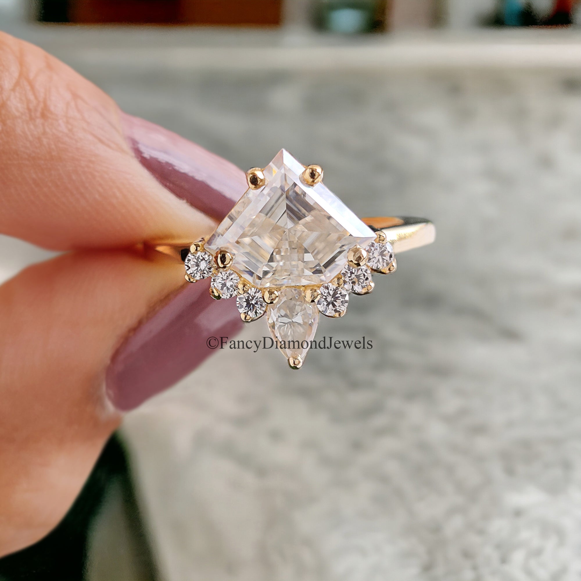 2.20 CT Shield Shape Moissanite Engagement Ring Colorless Moissanite Ring Prong Set Wedding Ring Unique Moissanite Ring Gift for Her FD78