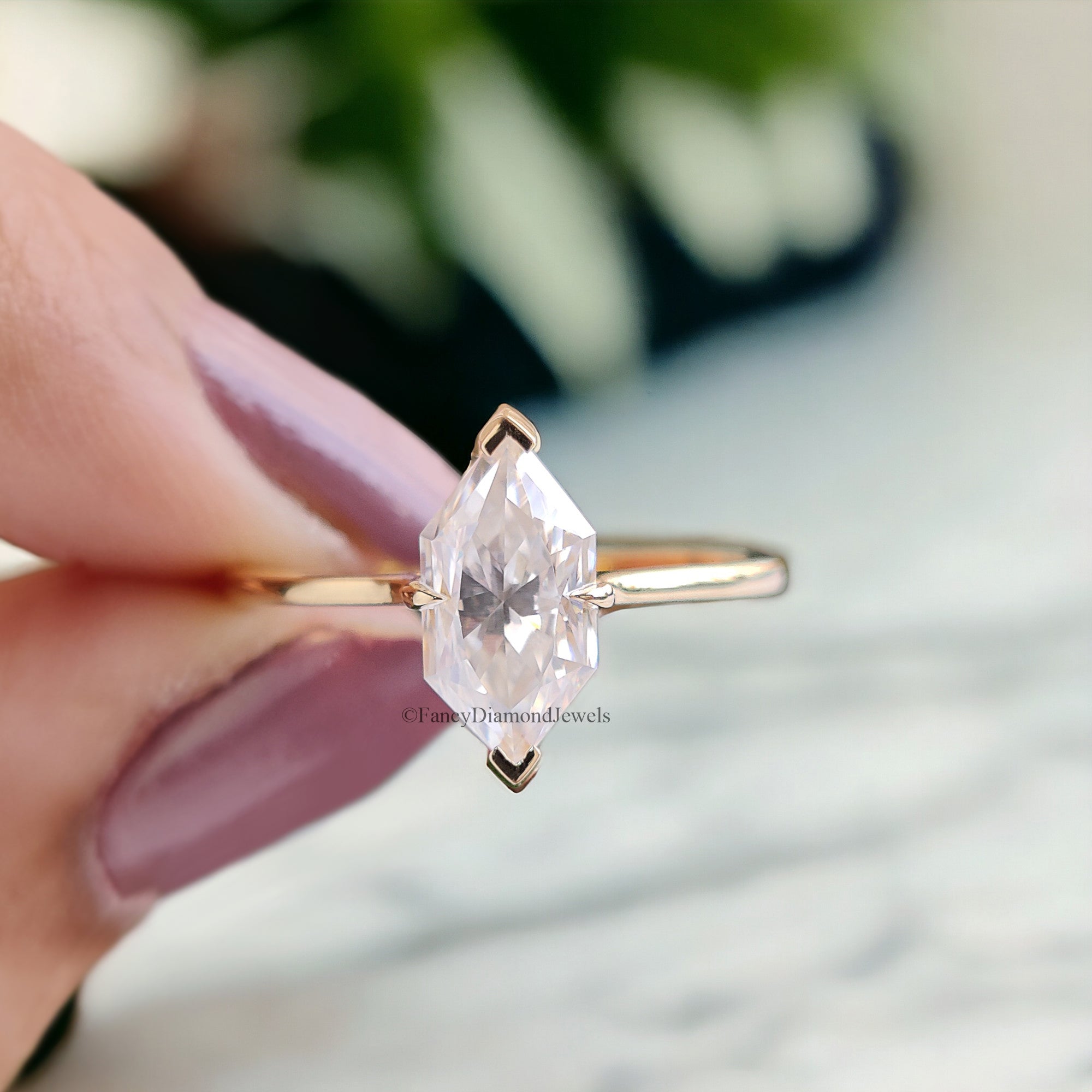 1.20 CT Dutch Marquise Cut Colorless Moissanite Ring Marquise Solitaire Engagement Ring 14K Solid Gold V Prong Set Ring For Beloved FD110