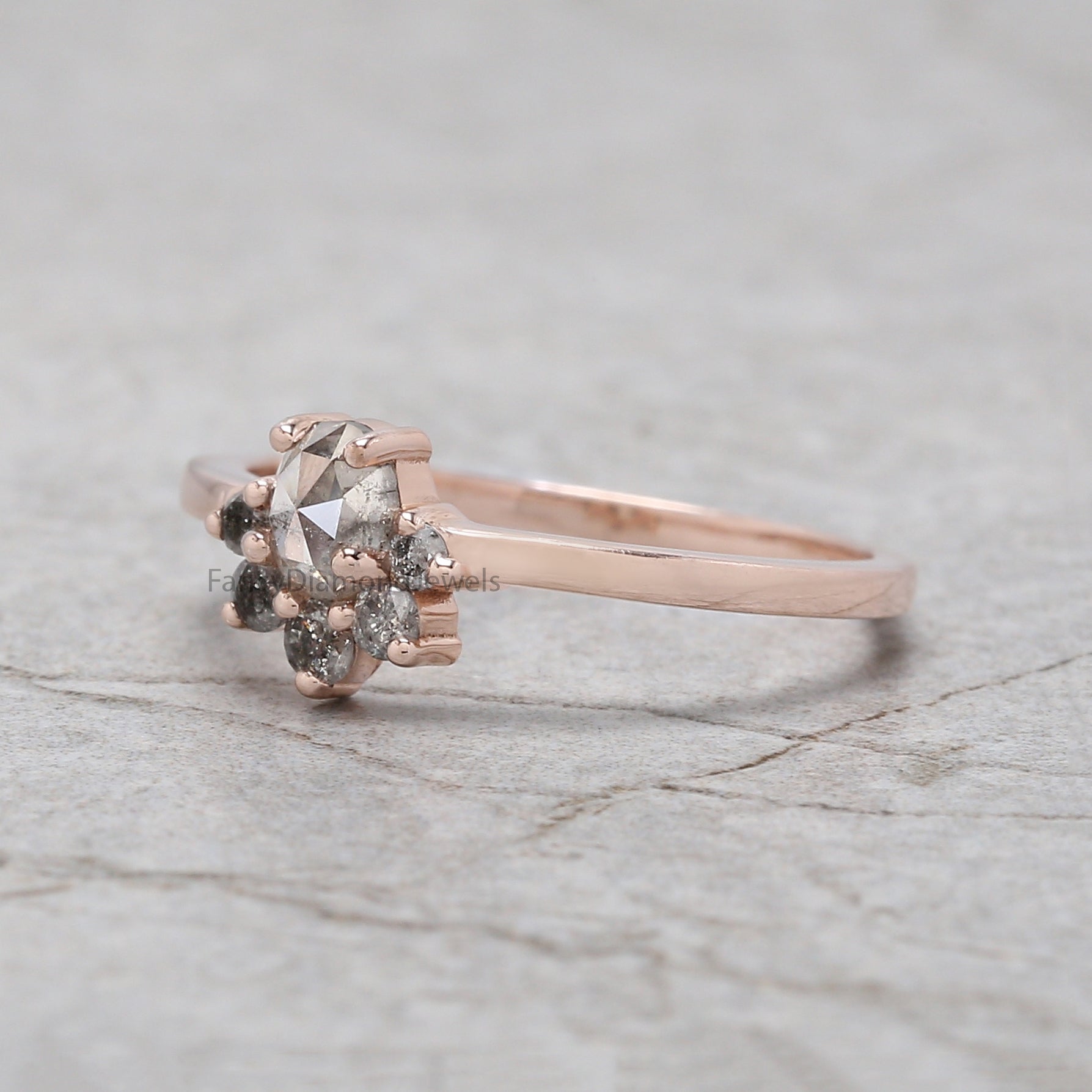 Oval Salt And Pepper Diamond Ring, Salt And Pepper Oval Diamond Engagement Ring, Oval Diamond Ring, Oval Cut Ring, Oval Shape Ring, KD1146