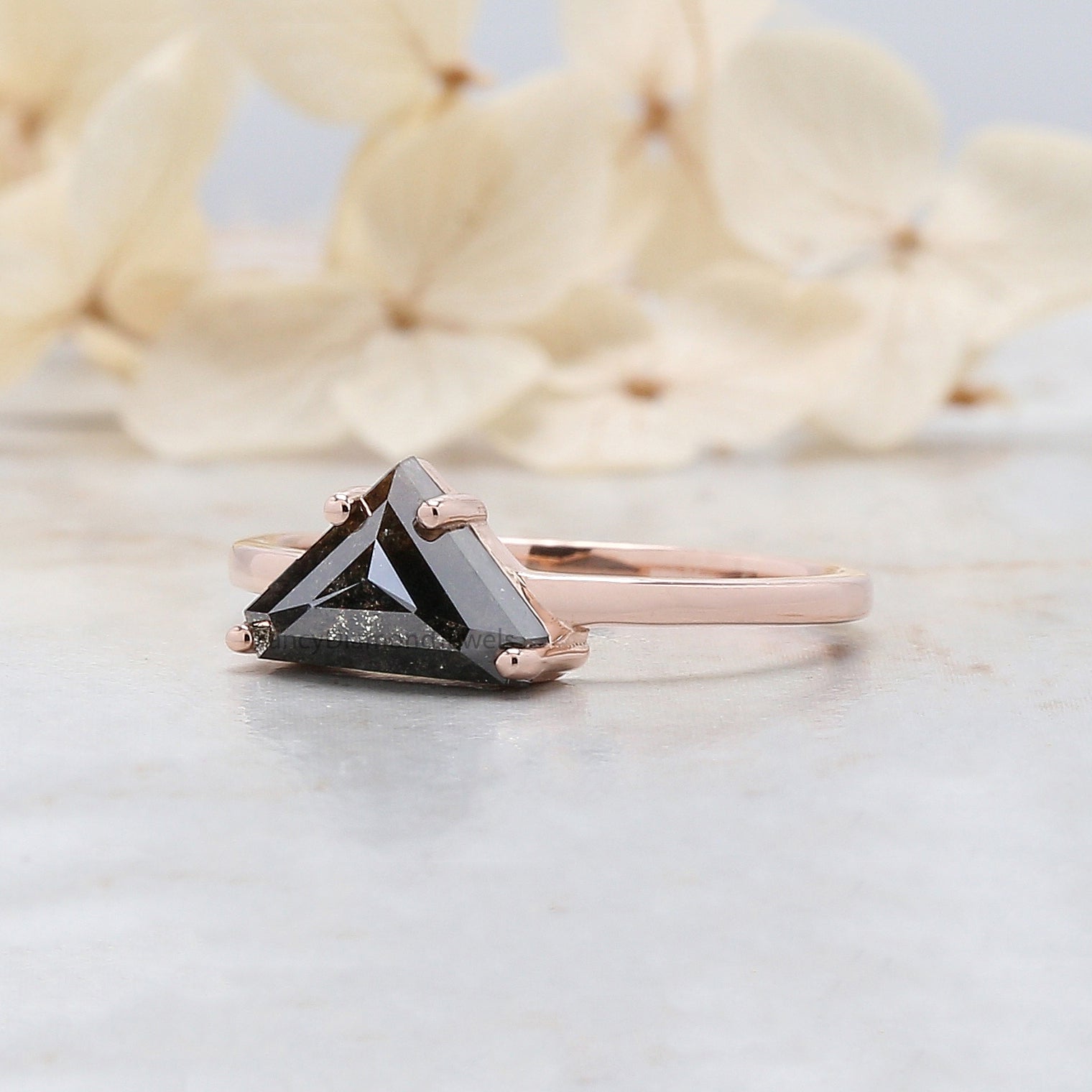 Shield Shape Brown Color Diamond Ring 1.18 Ct 6.25 MM Shield Diamond Ring 14K Solid Rose Gold Silver Engagement Ring Gift For Her QN9124