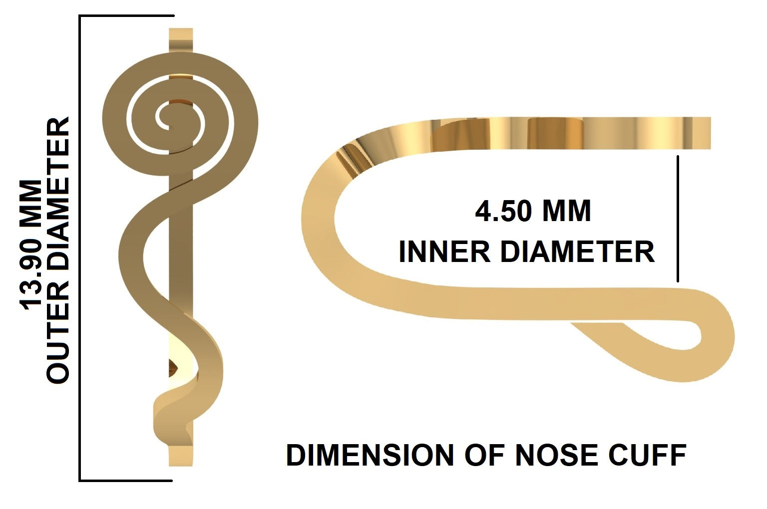 Nose Cuff Clip on Nose Cuff Sterling Silver 14K Yellow or Rose Gold Filled Spiral Non Pierced Nose Ring sterling silver Nose Jewelry FD499